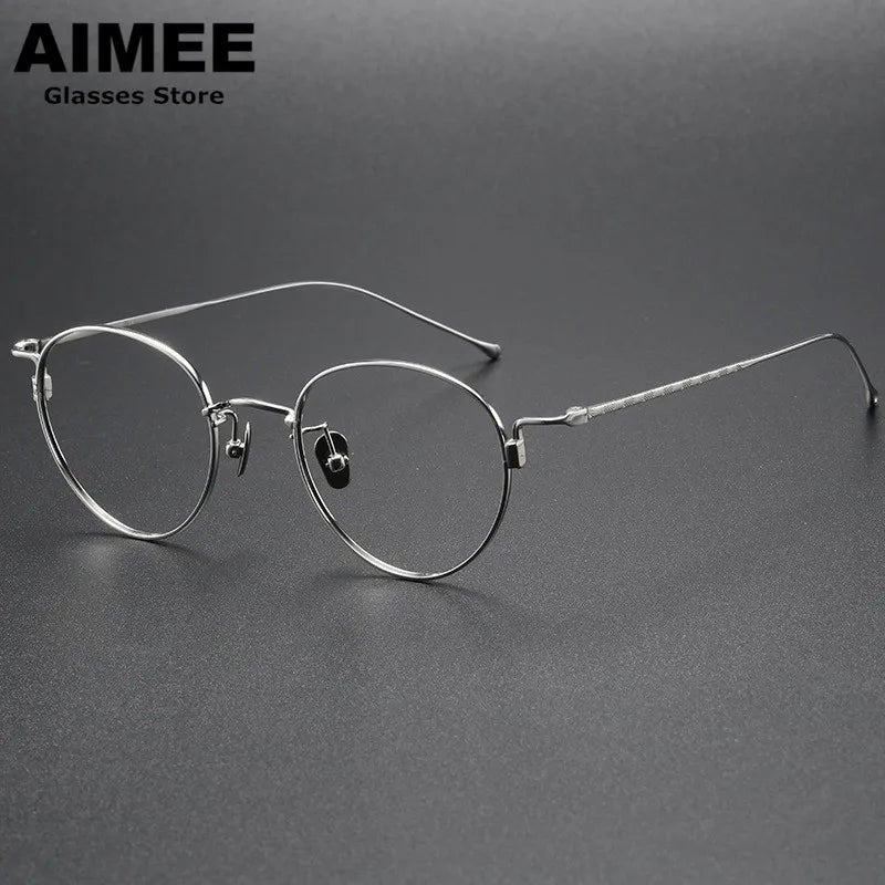Stylish Unisex Full Rim Oval Round Titanium Eyeglasses Frame 7285 - Lightweight & Durable for Work, Reading & Everyday Wear