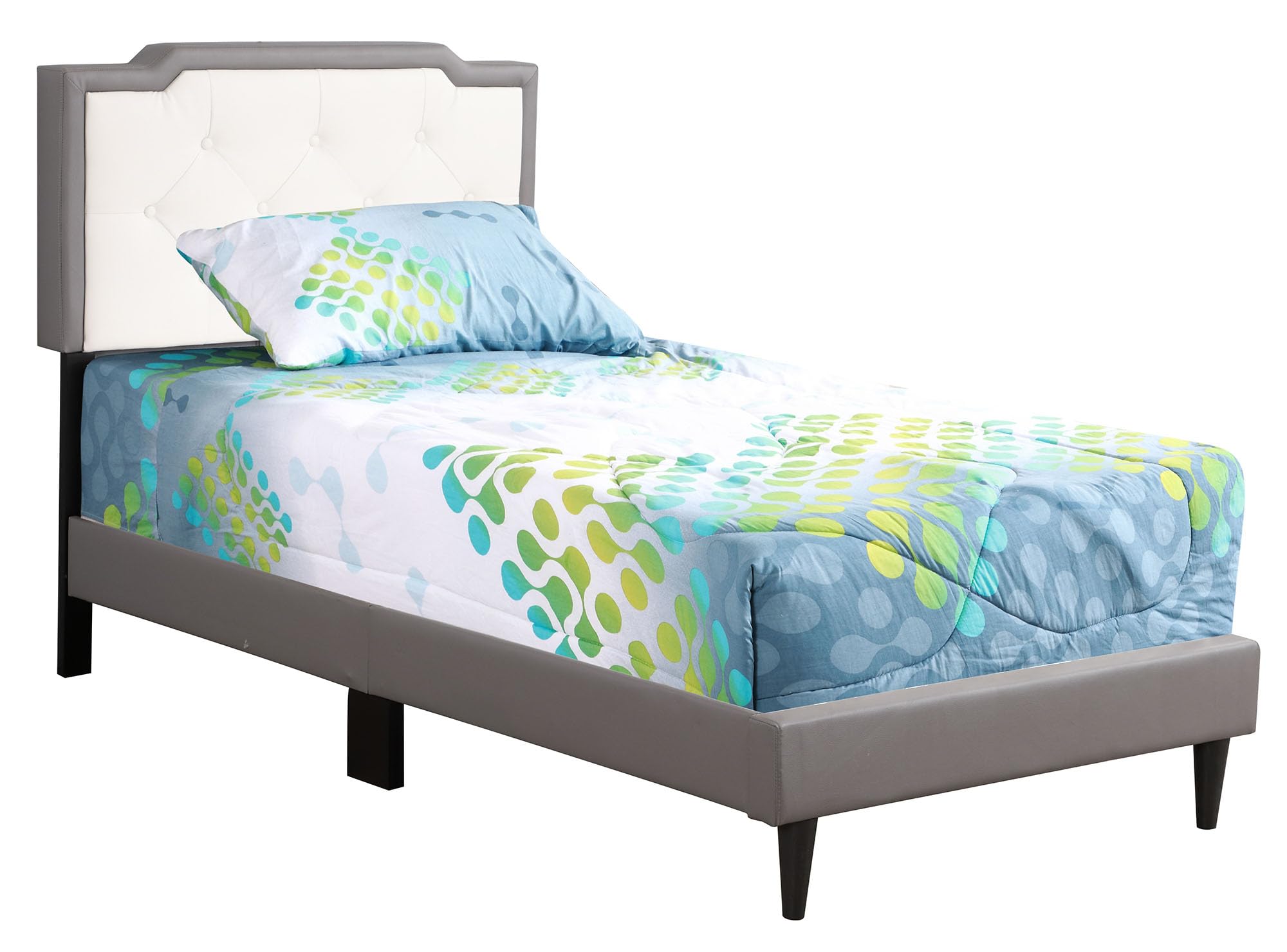 Luxury Light Grey Tufted Twin Panel Bed - Premium Indoor Bedding & Home Decor for Bedroom - Elegant Upholstered Headboard with Diamond Tufting, Perfect for Master Bedroom, Guest Room or Dorm