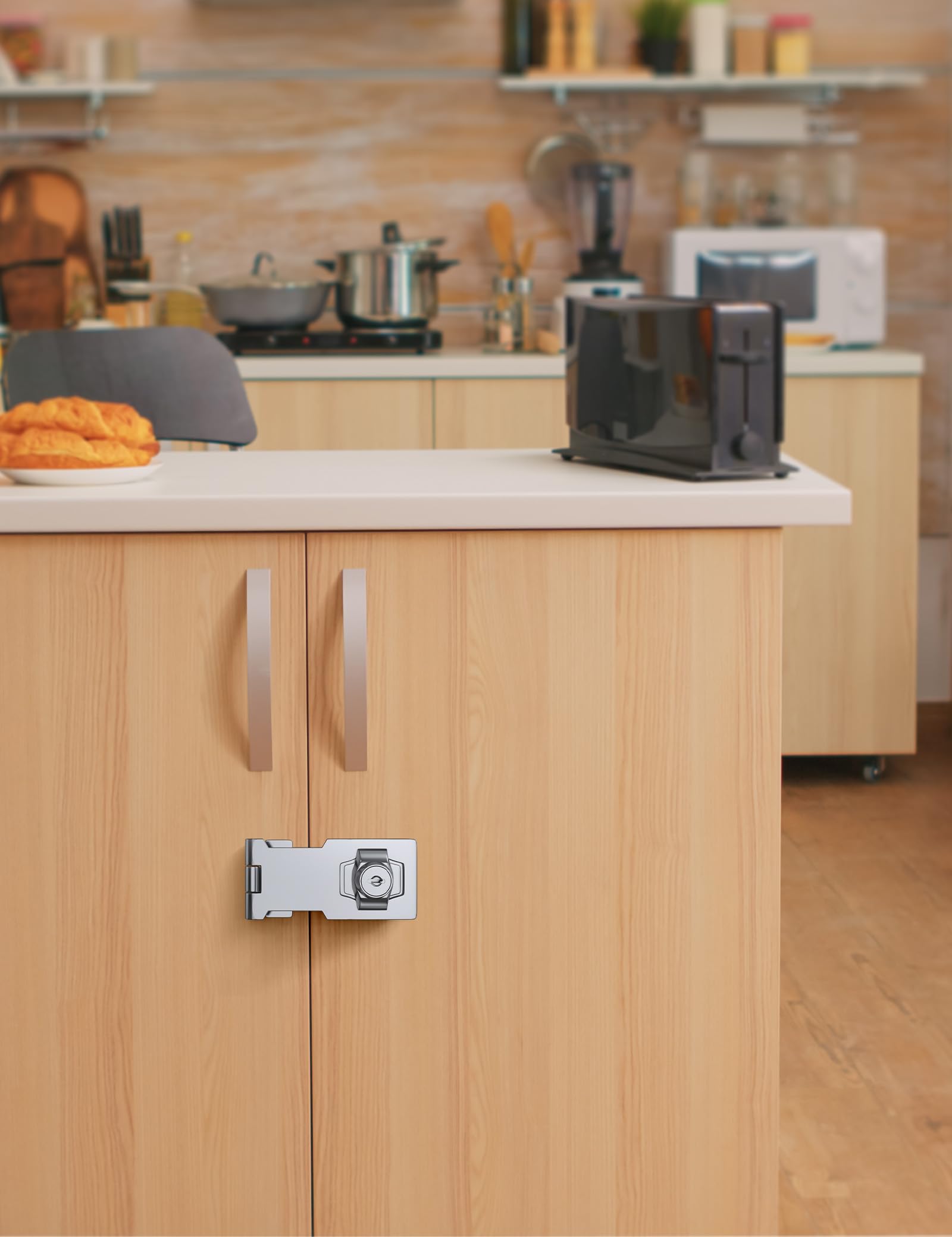2.5 Inch Keyed Hasp Locks with Twist Knob - 4 Pack Silver Cabinet Locks with Keys - Secure Storage, Toolboxes, Mailboxes & Outdoor Enclosures