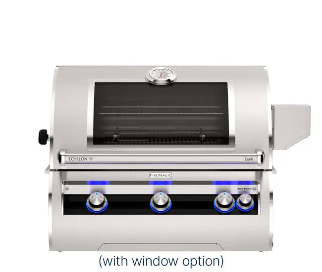 Fire Magic E660i 30-Inch 3-Burner Built-In Gas Grill with Rotisserie & Analog Thermometer - Premium Diamond Echelon Series for Outdoor Cooking, Backyard BBQs, and Patio Entertaining