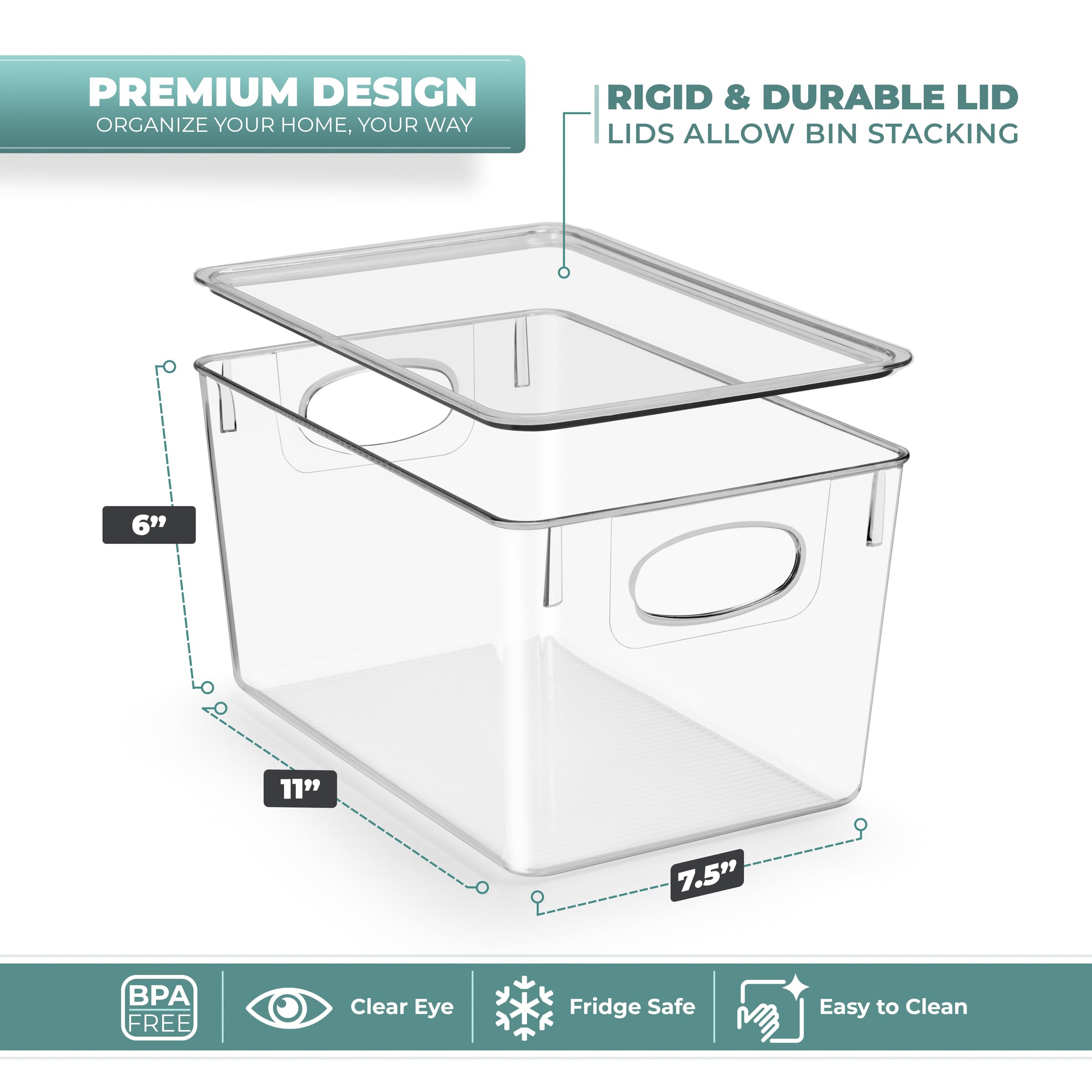 Sorbus 8-Pack Large Clear Plastic Storage Bins with Lids - Stackable Organizer for Toys, Clothes, Makeup, Medicine, Art Supplies, Bathroom & Shoe Storage - Perfect for Home, Office & Closet Organization