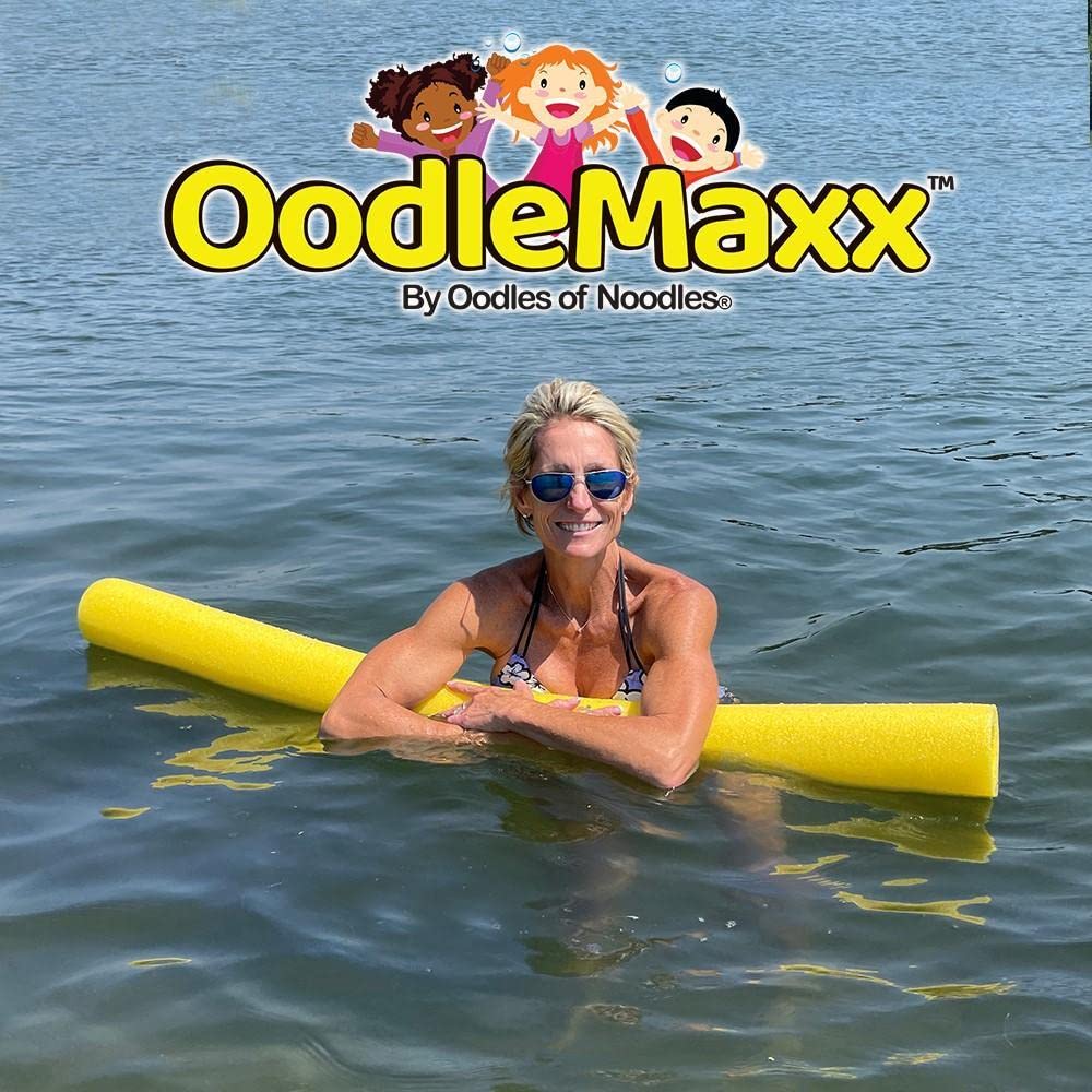 OodleMaxx Giant Pool Noodles - 12 Pack Yellow Floating Swim Noodles for Kids & Adults - Perfect for Pool Parties, Beach Fun & Water Exercises