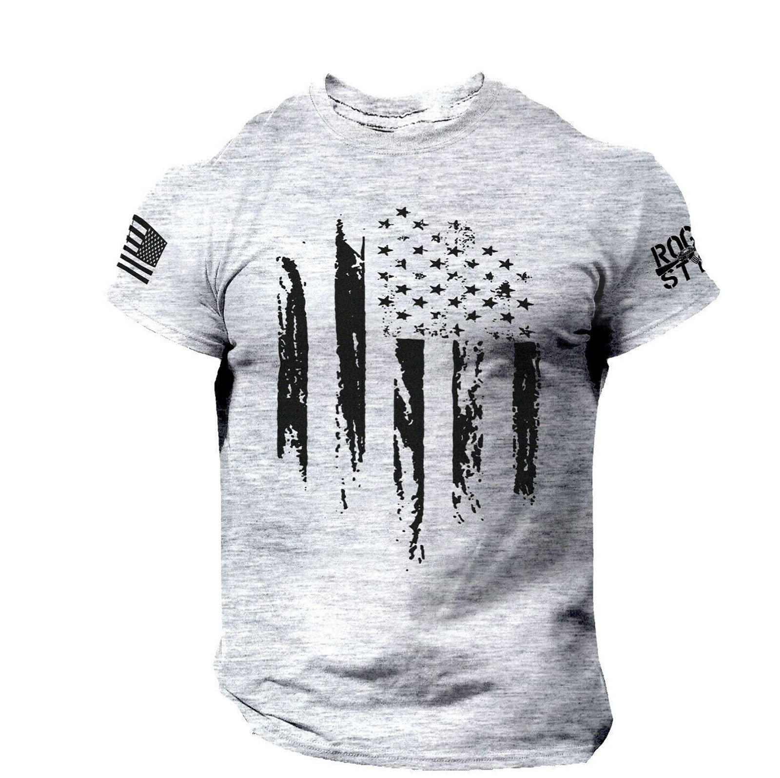 **Hlysgo Men's 4th of July Performance T-Shirt – USA Flag Patriotic Fitness Tee, Short Sleeve Moisture-Wicking Shirt for Workouts, Running & Independence Day Celebrations**