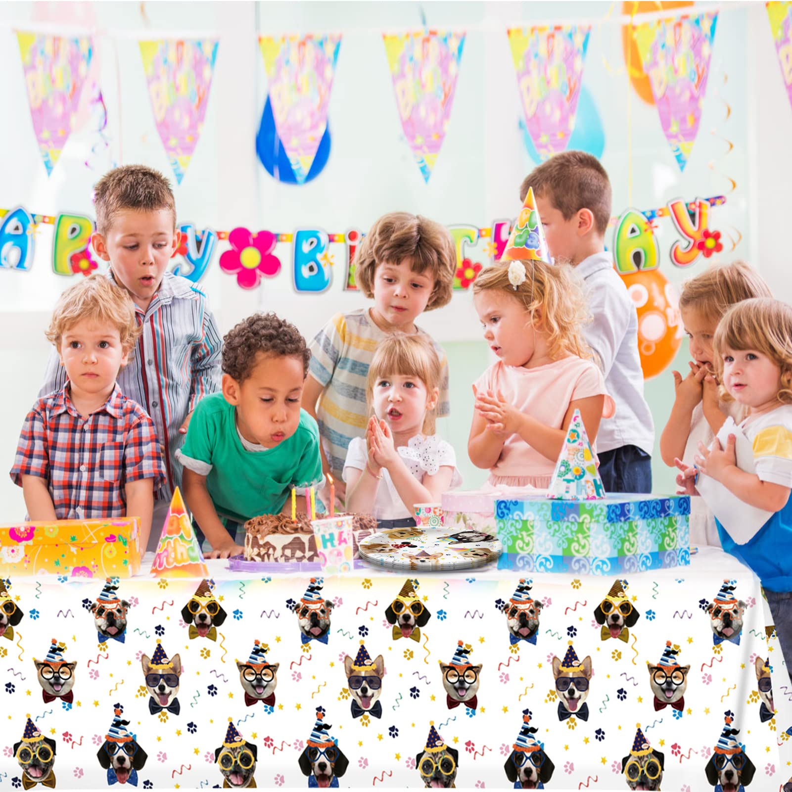 41-Piece Dog Birthday Party Supplies Set - 20 Plates, 20 Napkins & 1 Tablecloth for Puppy Themed Decorations | Perfect for Kids Birthday Parties, Pet Celebrations & Dog-Themed Events