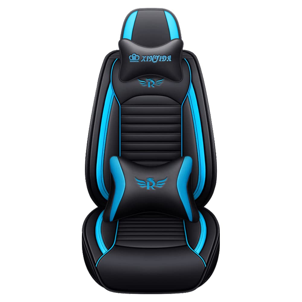 Premium PU Leather Car Seat Covers for Mercedes Benz GLB 250 (2020-2021 Model) - 5-Seat Set with Headrest & Lumbar Support Pillows | Non-Slip Waterproof Vehicle Cushion Covers in Black & Blue | Perfect for Daily Commuting, Road Trips & Family Protection