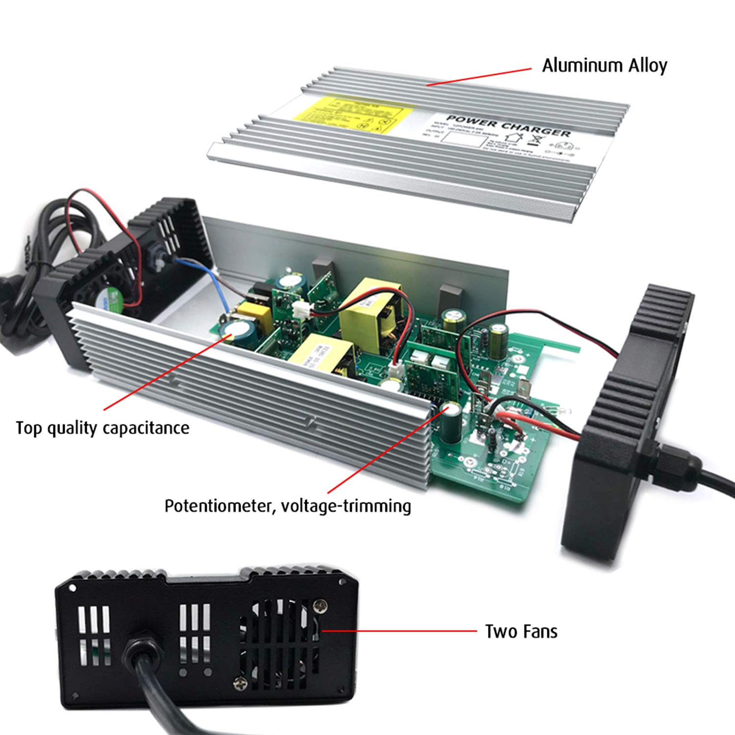 YZPOWER 84V 5A Lithium Battery Charger for 72V Battery Packs with Anderson Connector - Fast Charging for Electric Bikes, Scooters, and Medical Equipment