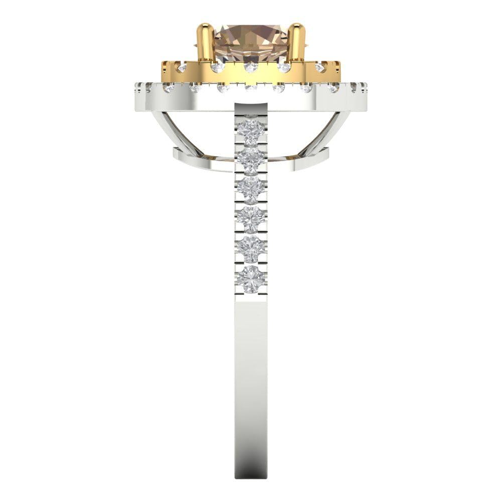 1.75ct Moissanite Engagement Ring - 14k Gold Halo Bridal Ring for Anniversary