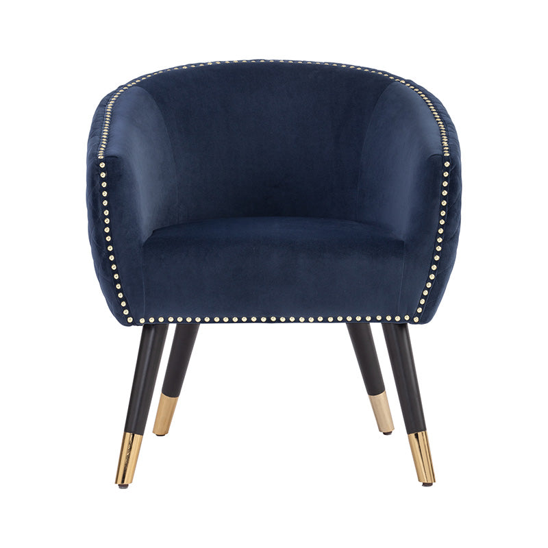 DENIZ Navy Blue Lounge Chair - Modern Comfortable Accent Chair for Living Room, Bedroom & Office - Perfect for Relaxing, Reading & Lounging