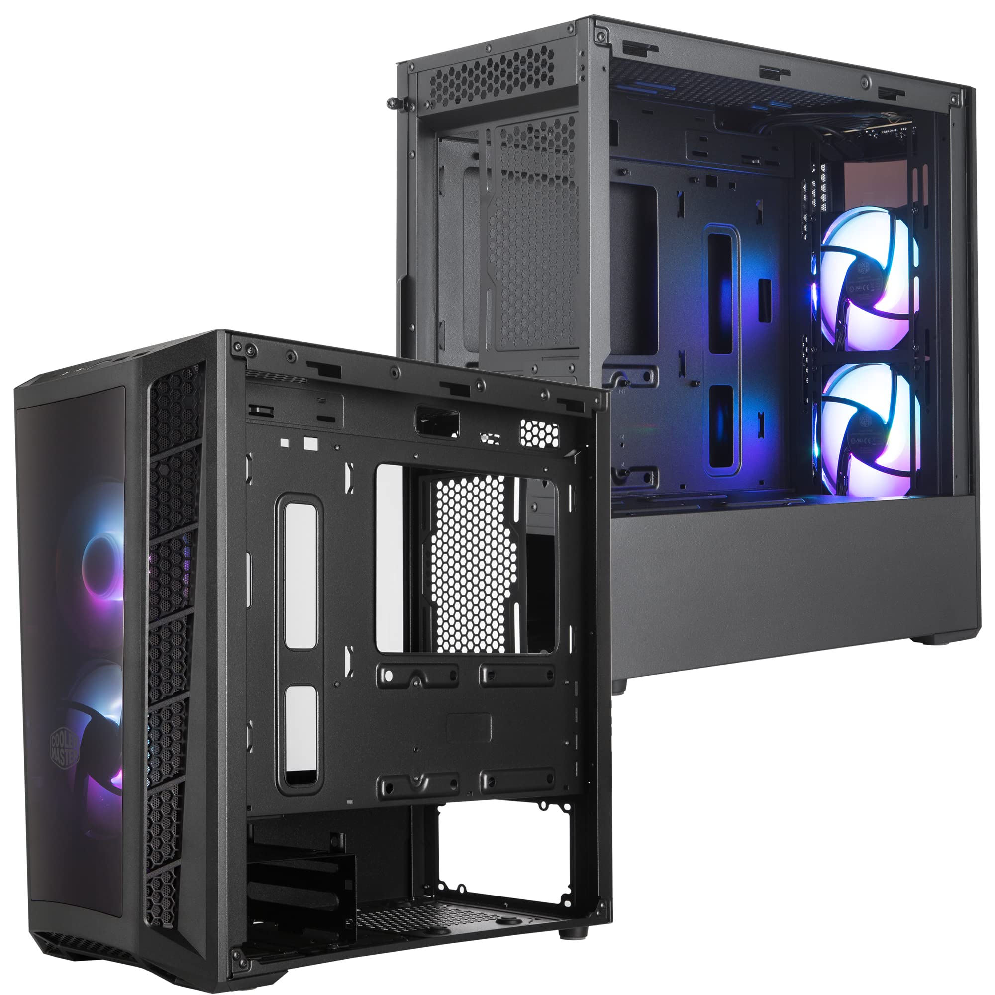 Cooler Master MasterBox MB320L ARGB Micro-ATX PC Case with Dual ARGB Fans, DarkMirror Front Panel, Mesh Intake Vents & Tempered Glass Side Panel - Ideal for Gaming Rigs and Custom PC Builds