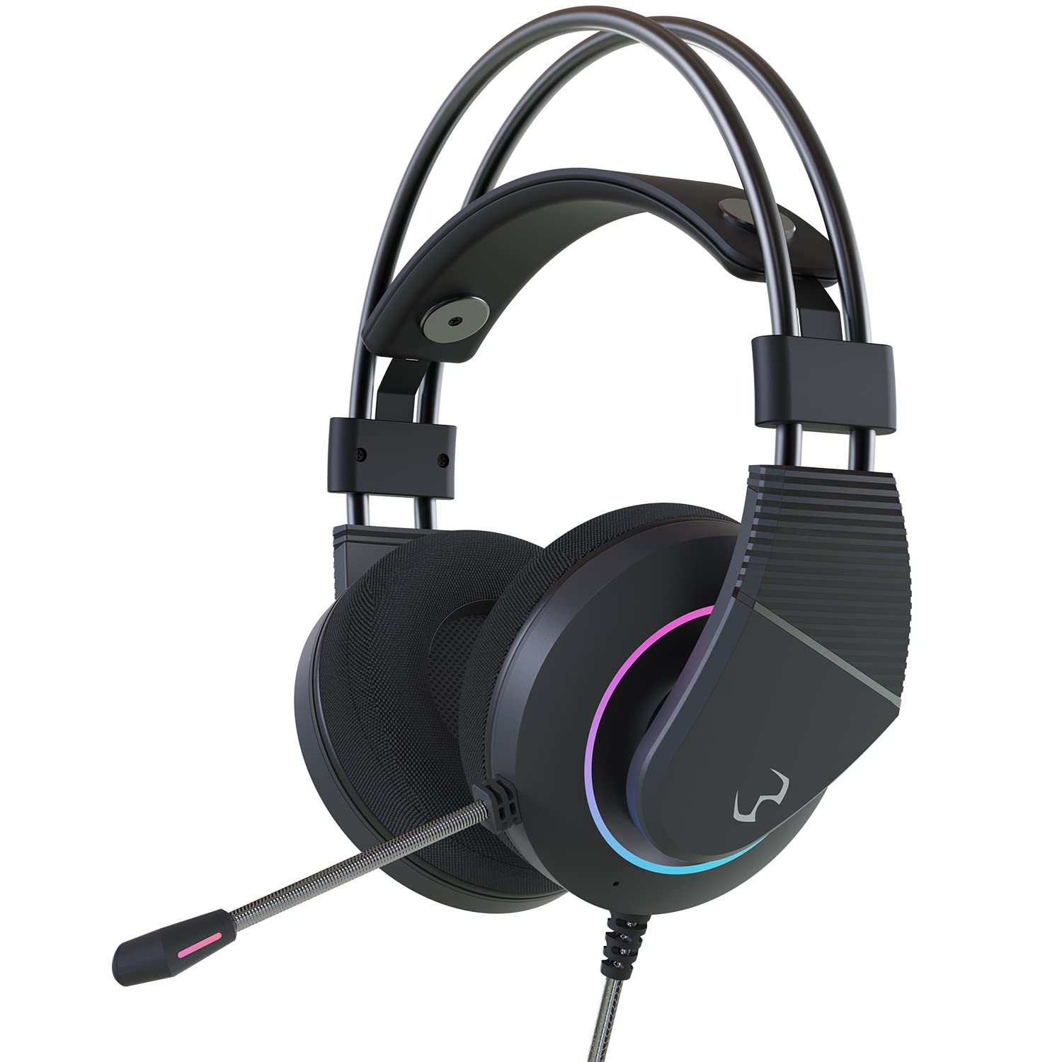 WIZMAX WH1 RGB USB Wired Gaming Headset with Microphone - Virtual 7.1 Surround Sound for PC Gamers - Perfect for FPS, MMO & Streaming Games