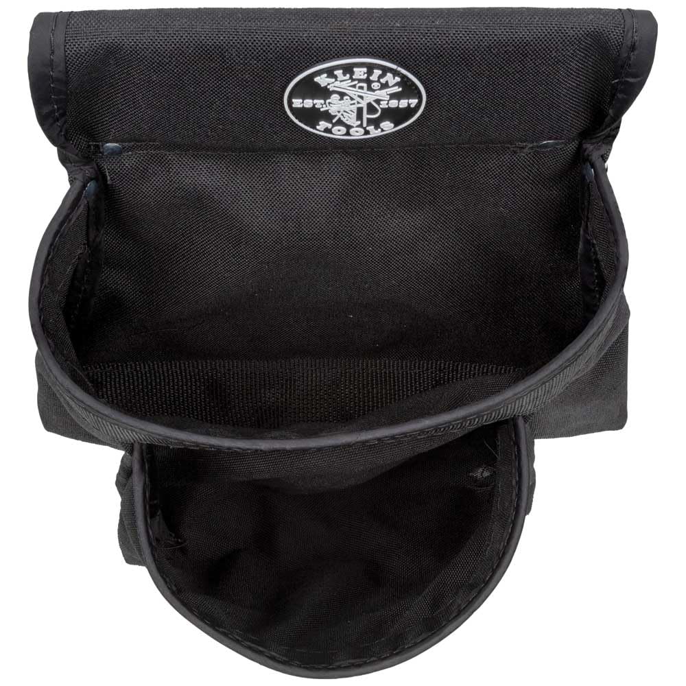Klein Tools 5702 Heavy Duty Tool Pouch - PowerLine Series Utility Pouch for Electricians & Contractors (Fits 2.5-Inch Tool Belts) with Reinforced Rivet Stitching & Dual Pockets - Ideal for Construction Work, Electrical Repairs & DIY Home Improvement Projects