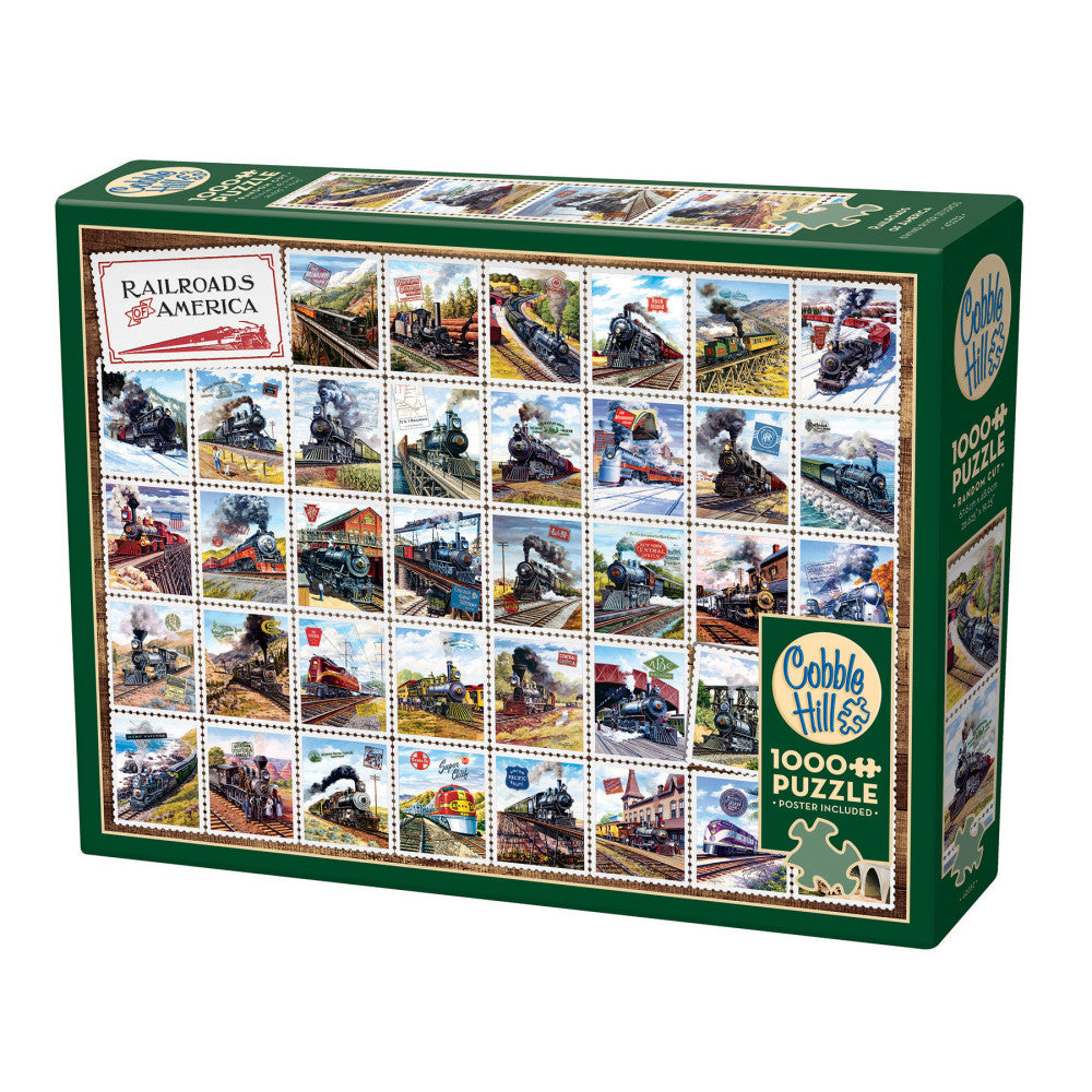 Cobble Hill 1000 Piece Jigsaw Puzzle: Railroads of America with Reference Poster | Challenging Adult Puzzle for Home Decor & Family Game Night