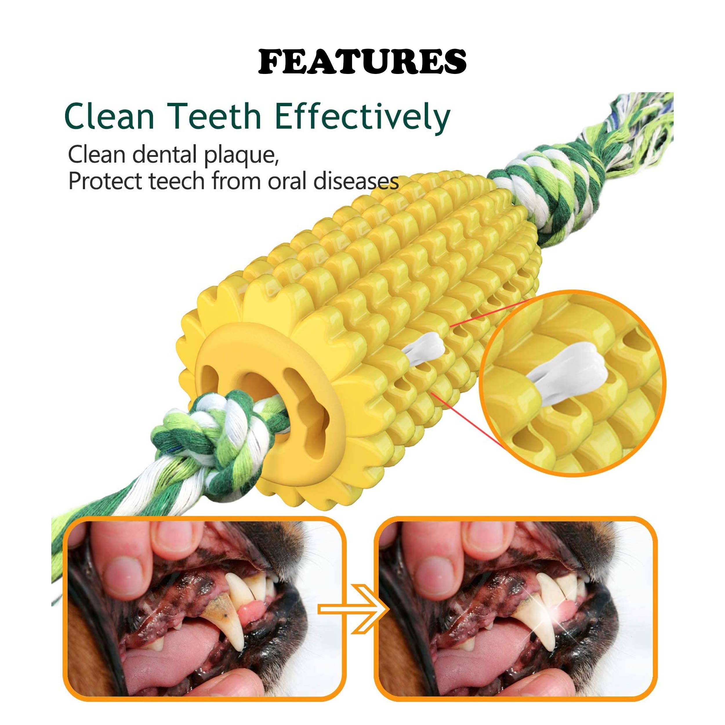 Natural Cornstarch Dog Chew Toys - Safe Teeth Cleaning Toothbrush for Puppies & Small Dogs - Eco-Friendly Pet Dental Care - Perfect for Teething, Training, and Playtime