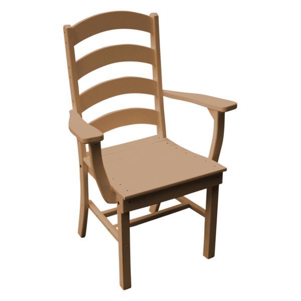 Ladderback Dining Chair with Arms - Solid Wood Kitchen & Dining Room Furniture for Home, Restaurant & Cafe Use