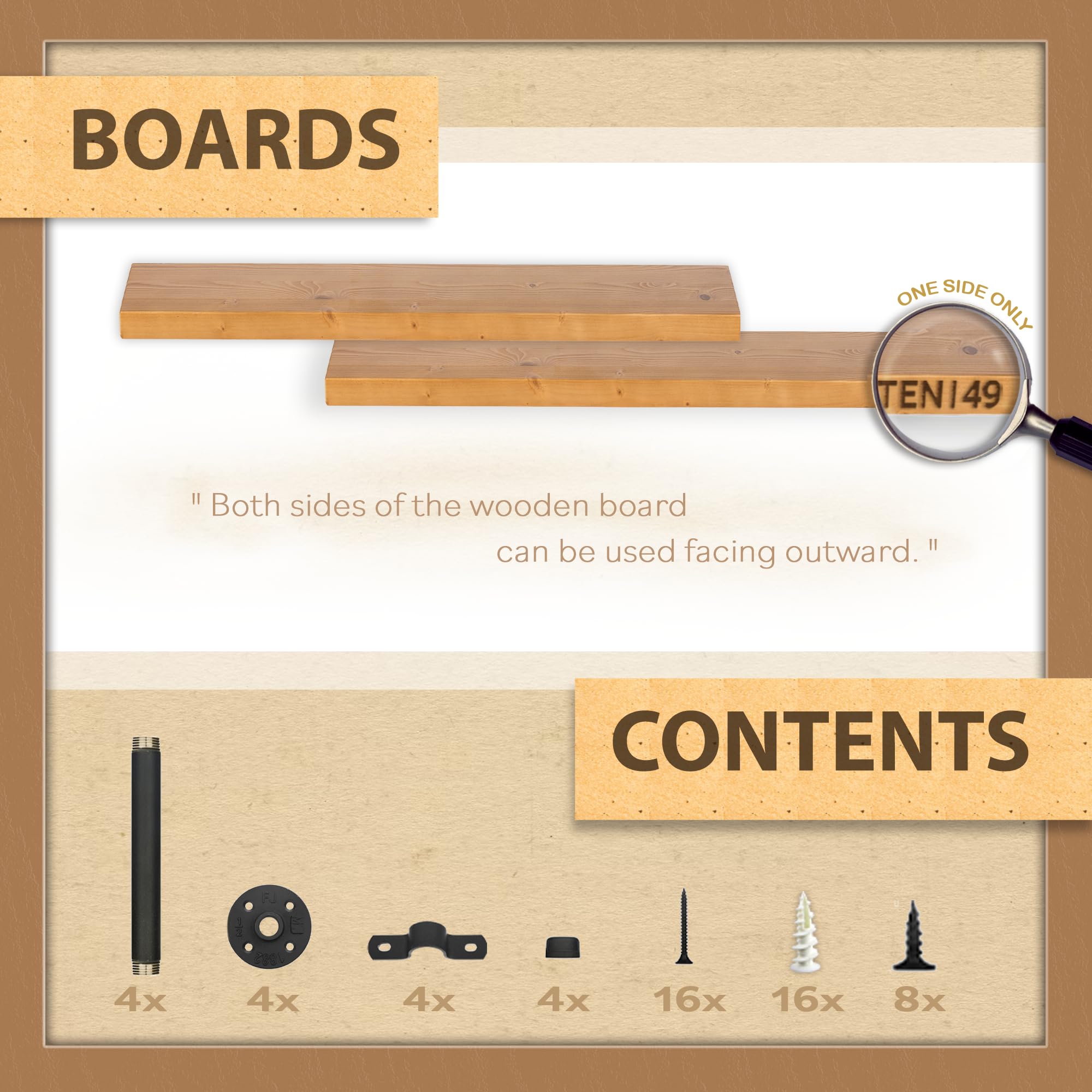 Industrial Pipe Wood Wall Shelf - 24