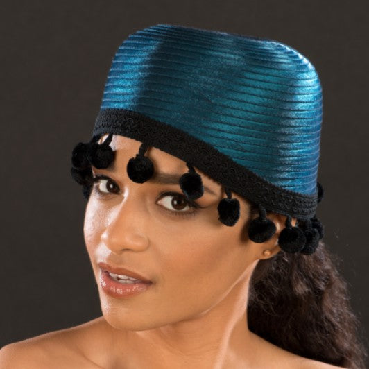 NA1069 Women's Teal Satin Dress Hat - Elegant Wide Brim Sun Hat for Weddings, Beach Vacations & Summer Fashion Accessories