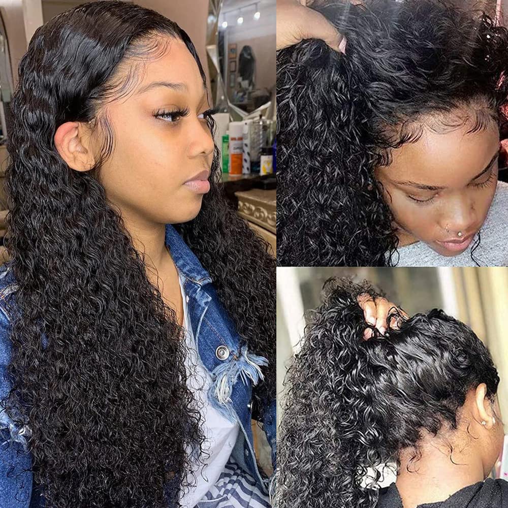 Kspwond 13x4 HD Transparent Lace Front Wig - Brazilian Deep Curly Human Hair for Black Women | Pre-Plucked Hairline, 180% Density, 20 Inch Natural Color | Perfect for Daily Wear, Parties & Special Occasions