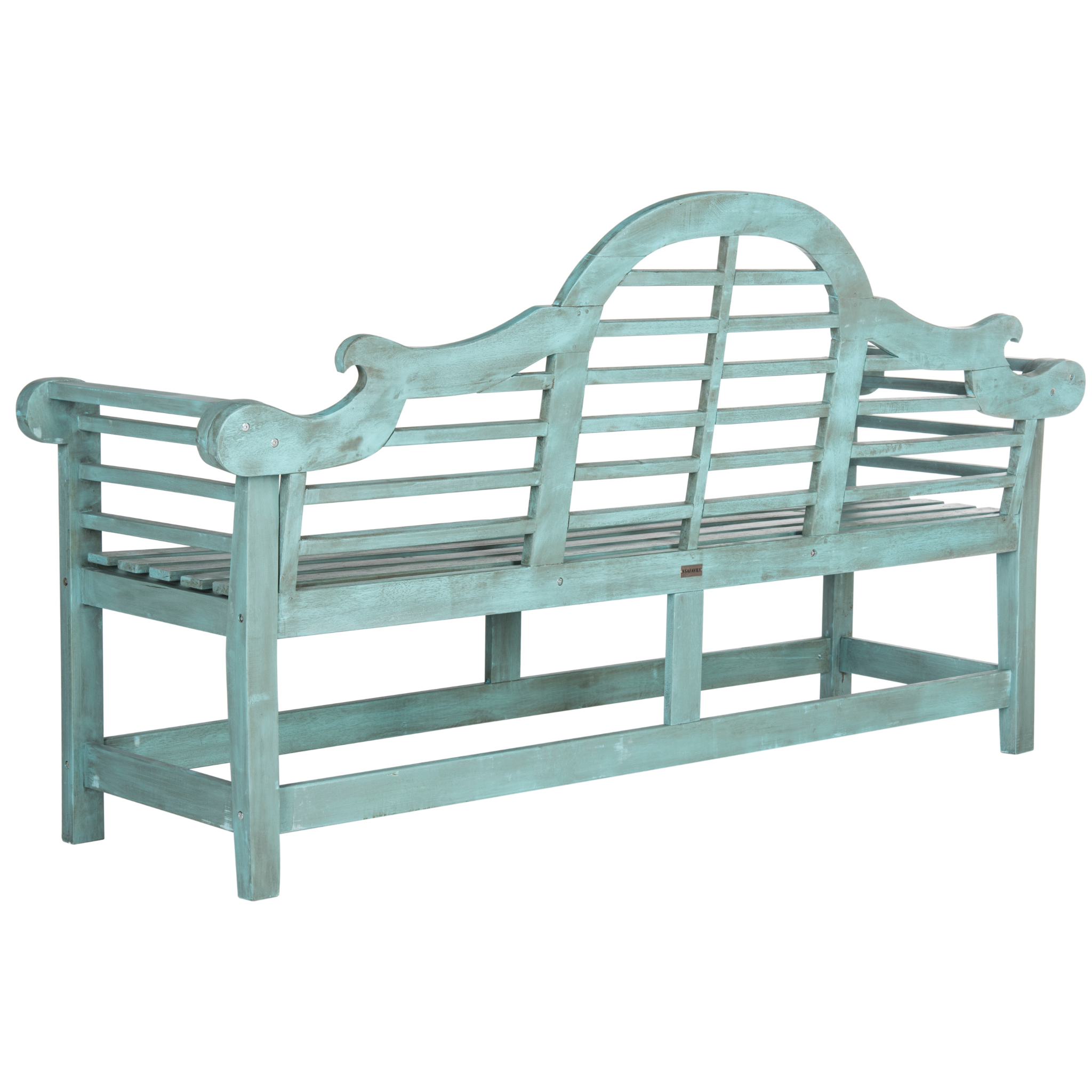 Arched Garden Bench in Beach House Blue - Outdoor Patio Furniture for Garden, Porch, and Backyard Relaxation
