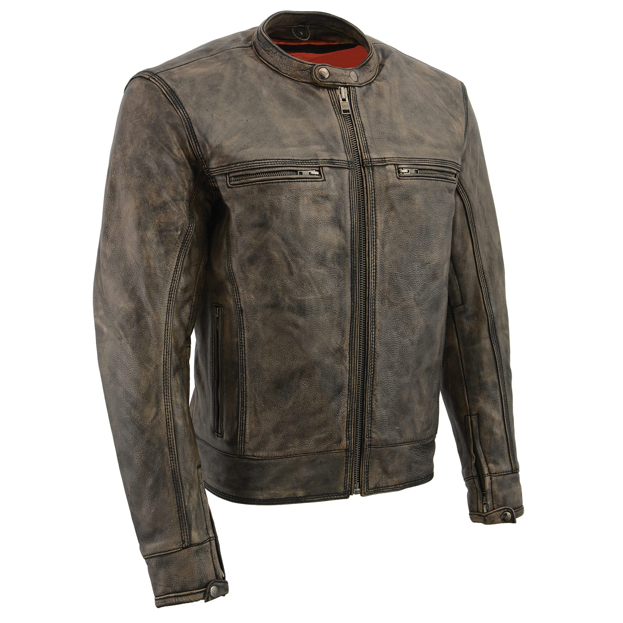 Milwaukee Leather Men's Distressed Brown Motorcycle Jacket with Venting - Premium Biker Jacket for Riding Comfort & Style - Ideal for Cruising, Commuting & Motorcycle Enthusiasts