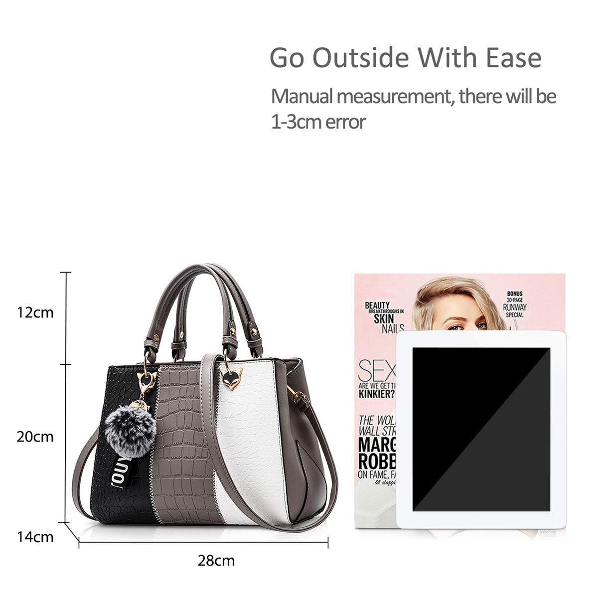 2024 NICOLE & DORIS Women's Messenger Bag - Stylish Gray Crossbody Purse for Work, Travel & Everyday Use | Fashionable Ladies Handbag