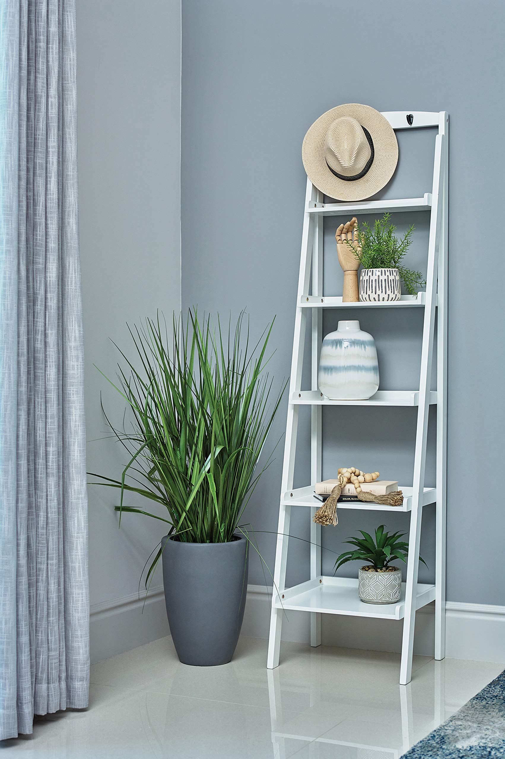 Coaster Furniture 5-Tier Ladder Bookcase in White - Stylish Storage for Books, Decor & Small Items | Perfect for Living Room, Bedroom or Home Office