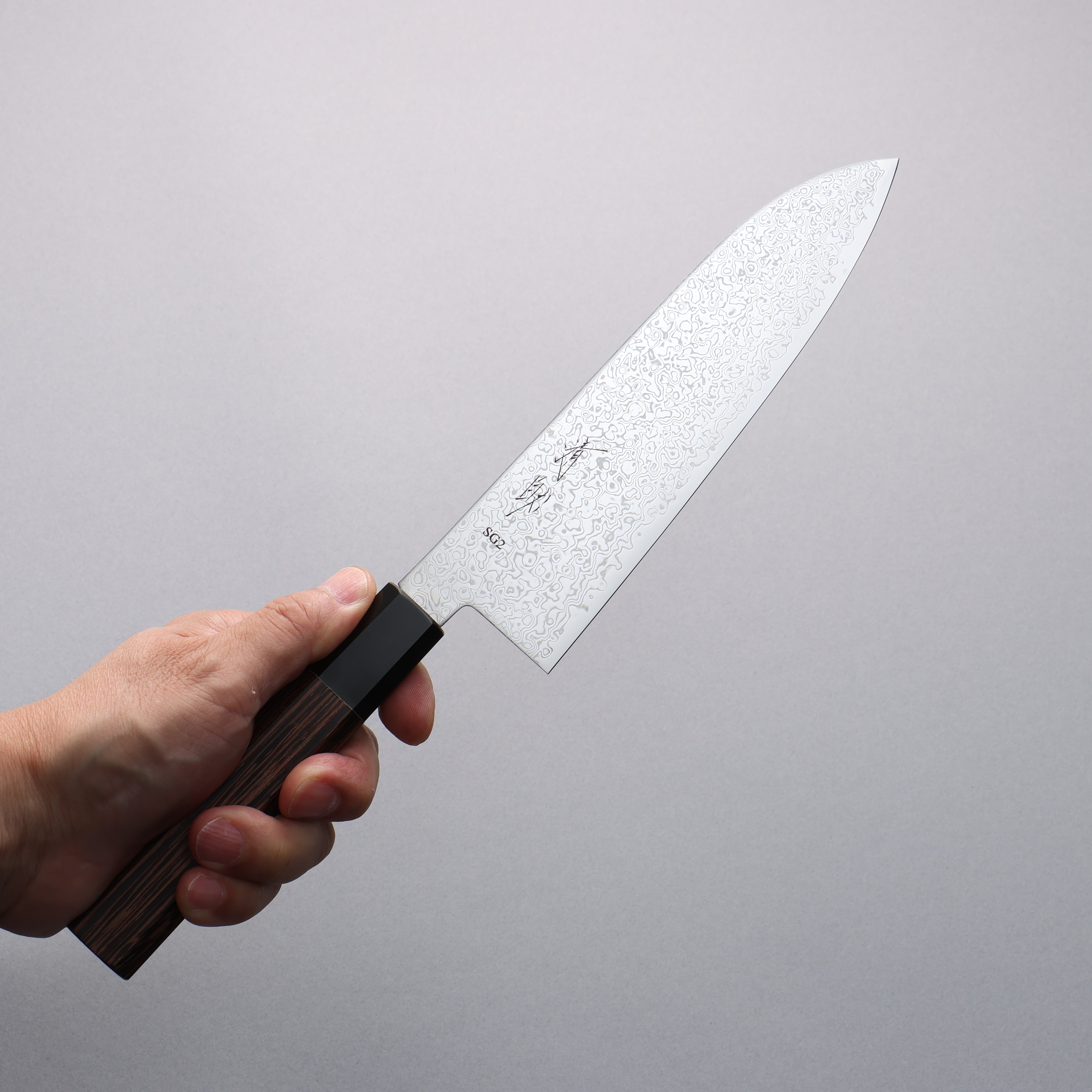 Premium SG2 Damascus Santoku Knife 180mm - Japanese High-Carbon Steel Blade with Wenge Wood Handle - Perfect for Sushi, Vegetables & Meat Slicing