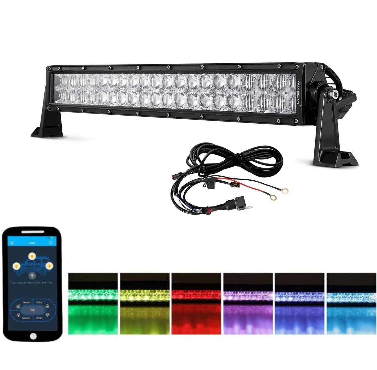 22/32/42V RGB Straight & Curved 5D Lens LED Light Bar Combo - Double Row Off-Road Lights for 2002 Ford F150 - Perfect for Trucks, Jeeps & ATV Night Driving & Off-Road Adventures