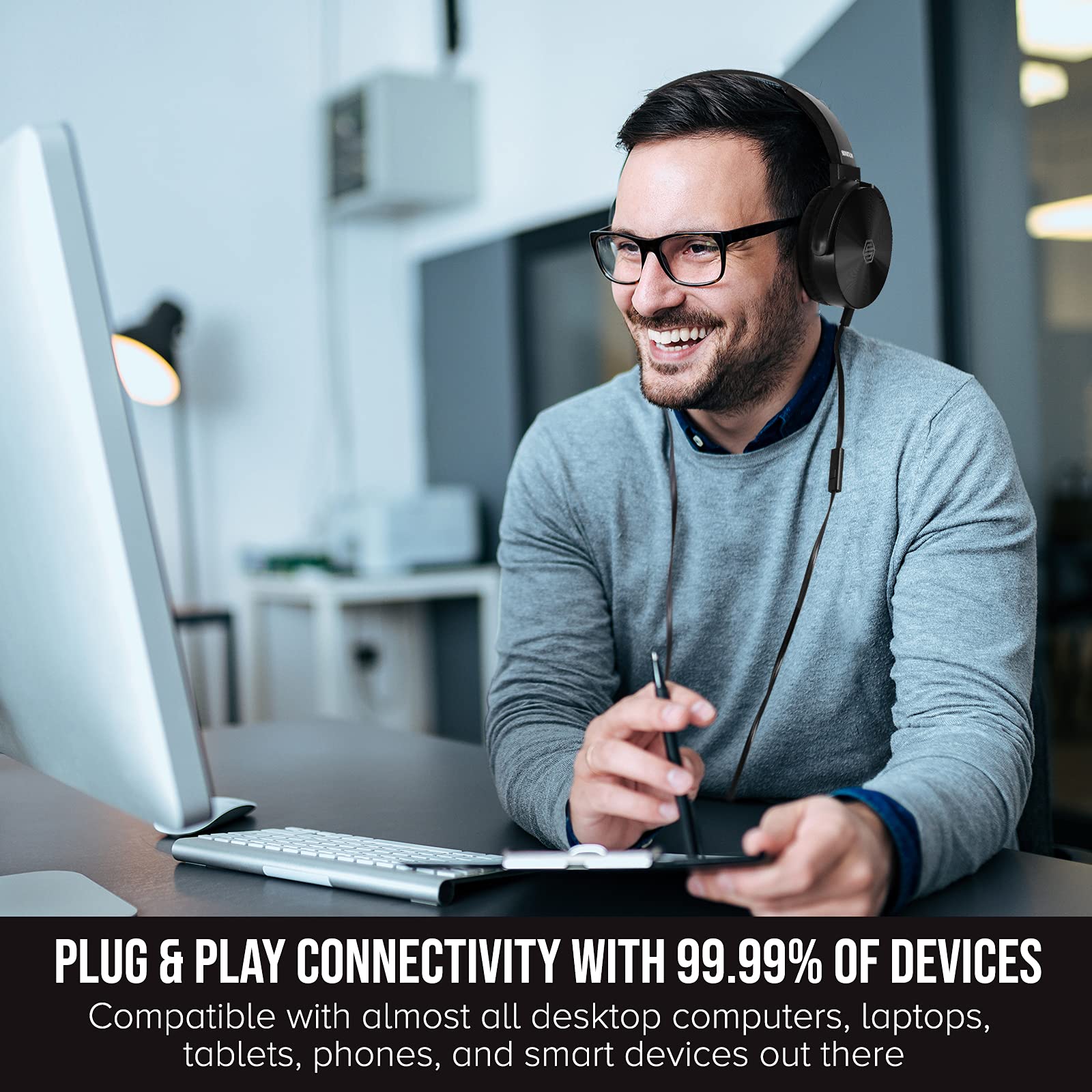 10-Pack Bulk Classroom Headphones with Microphone - Comfortable On-Ear Swivel Design for Students, Kids - Perfect for Online Learning, School, Library, Airplane Travel - High Quality Stereo Sound with 3.5mm Jack (Black) - Ideal for Distance Education, Homeschooling & Quiet Study Sessions