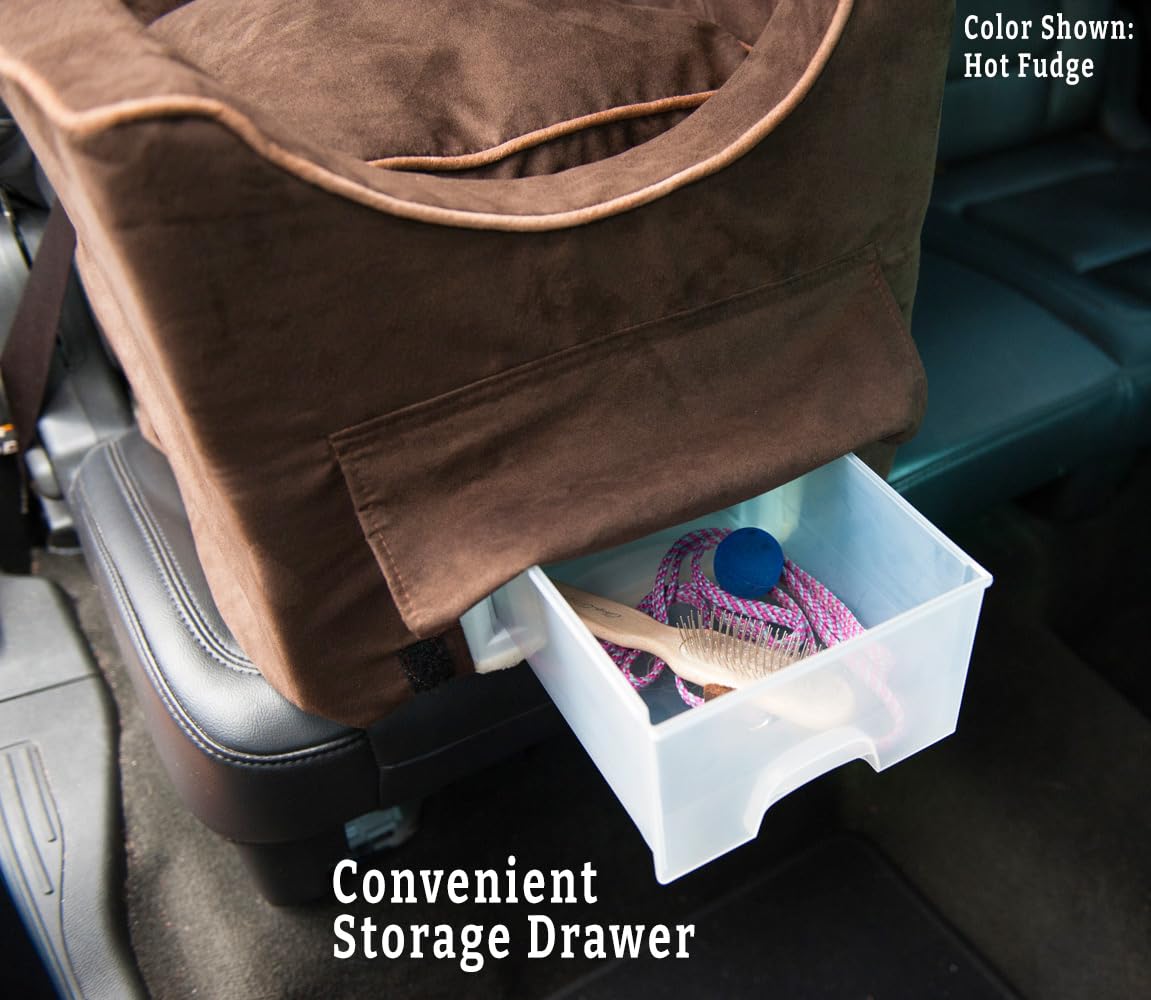 Snoozer Dog Car Seat for Small Dogs 0-15 lbs - Washable Cover & Storage Tray - Prevents Car Sickness for Travel