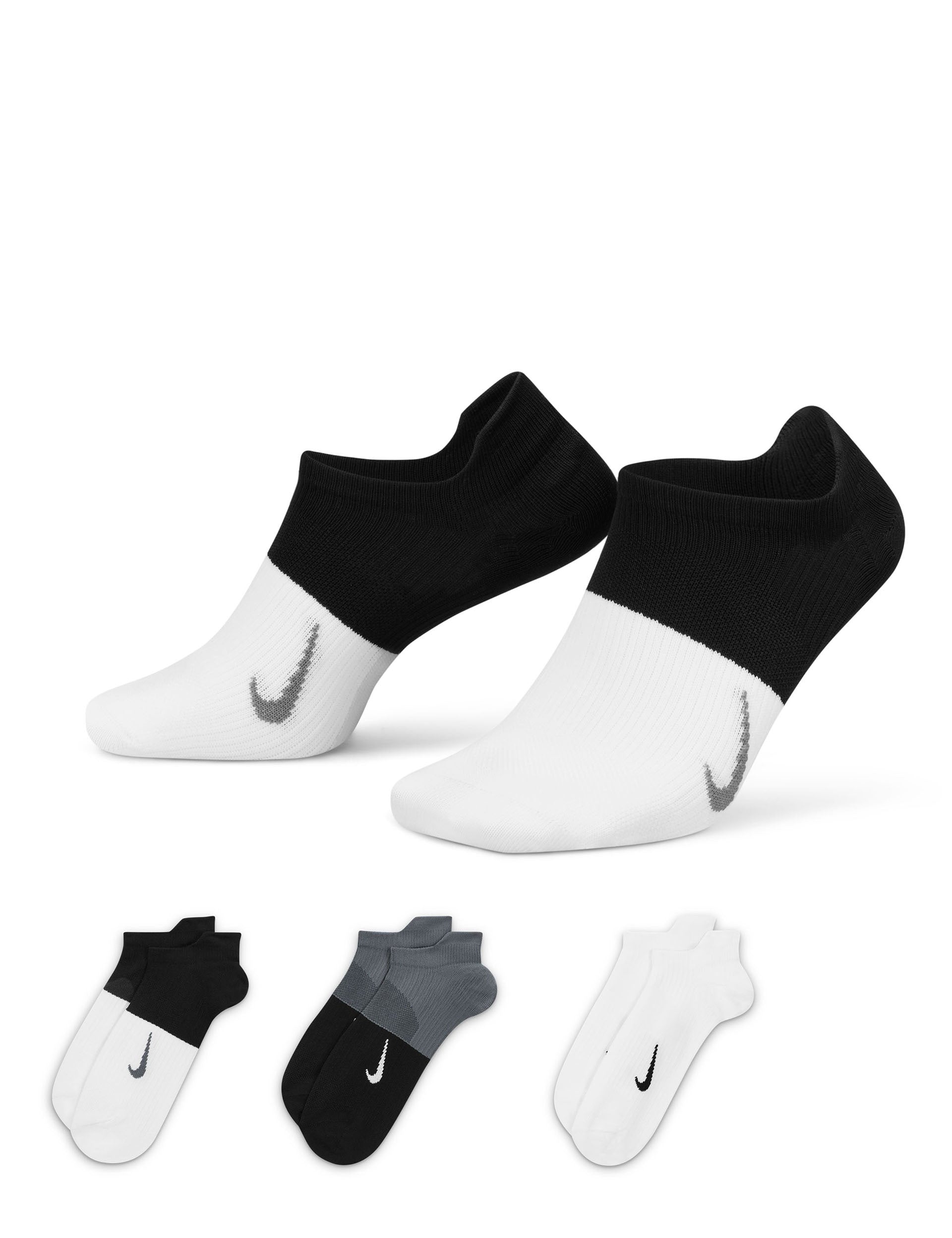 Everyday Plus Lightweight Comfortable Socks (3 Pairs) - White, Black, Grey - Perfect for Running, Workout & Daily Wear