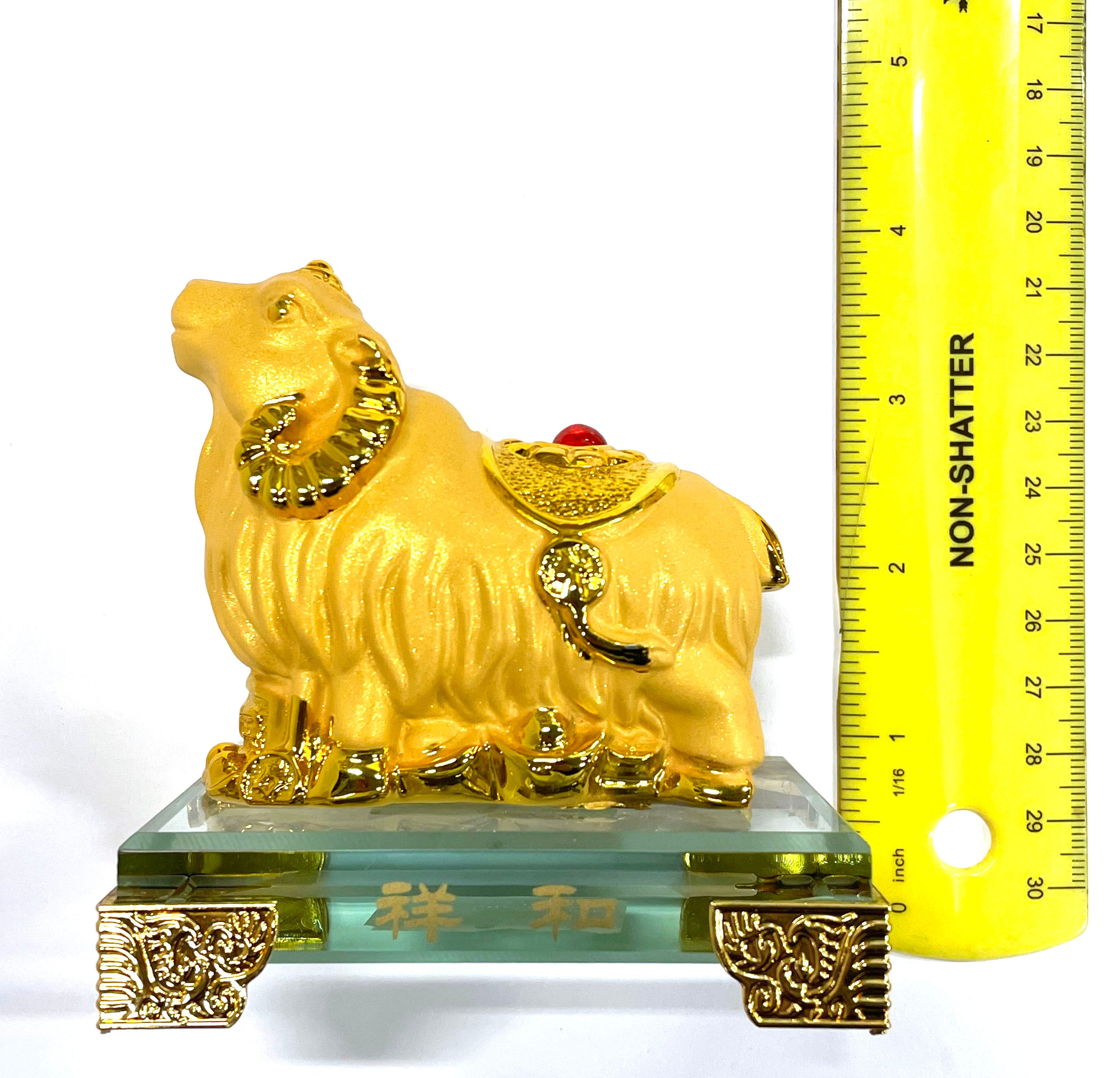 Chinese New Year Zodiac Glass Figurine - Year of the Sheep Collectible Art Piece for Home Decor & Gift Giving | Perfect for Holiday Displays, Office Decor & Chinese Culture Enthusiasts