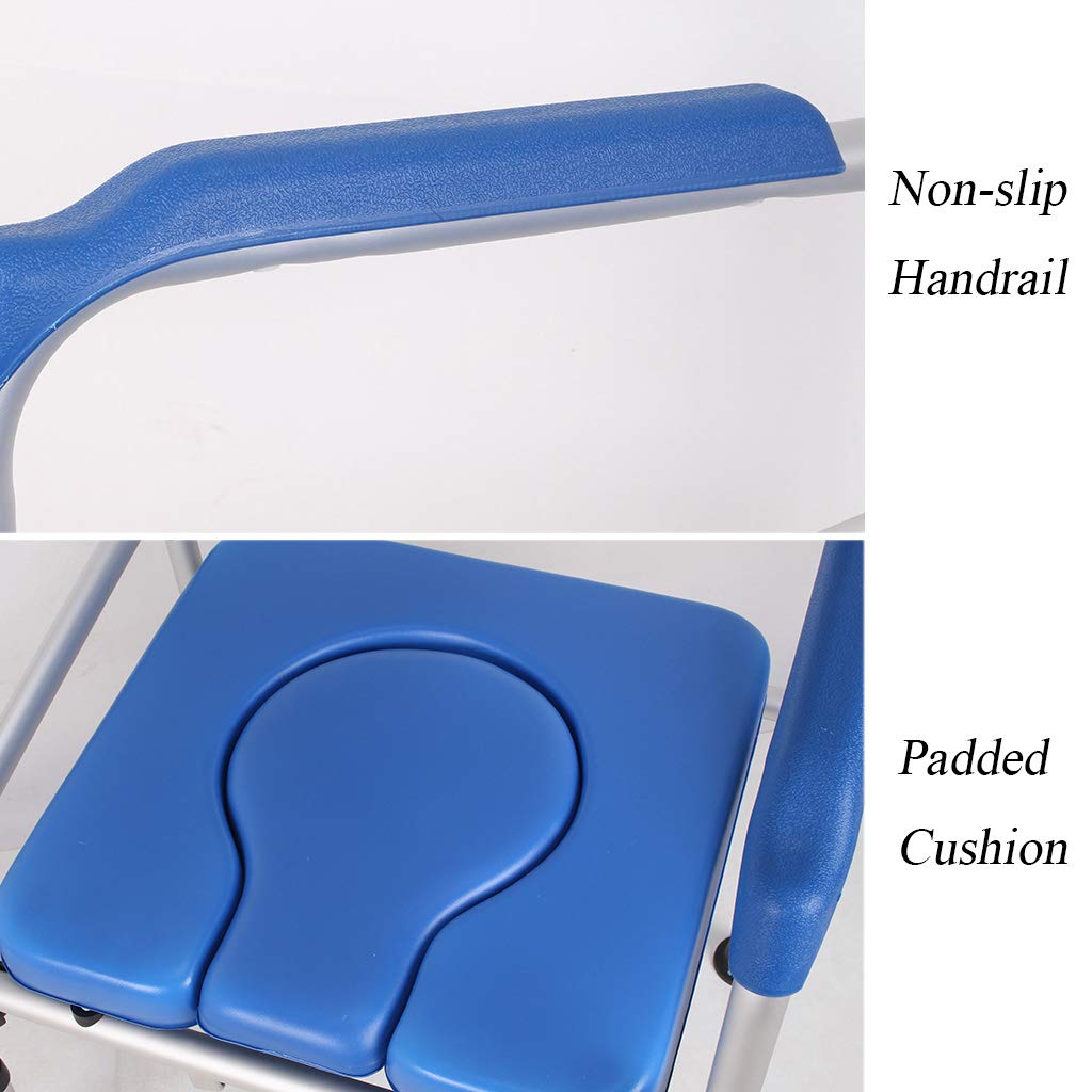 3 in 1 Adjustable Height Bath Toilet Chair - Deluxe Padded Shower Stool for Adults & Elderly, Bedside Commode Seat with Safety Handles - Ideal for Pregnancy, Post-Surgery Recovery & Home Care Use