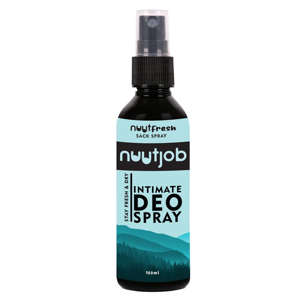 Nuutjob NuutFresh Intimate Deodorant Spray for Men 100ml - Anti Itch & Odor Control, Tea Tree & Witch Hazel Formula, Alcohol & Paraben Free - Ideal for Active Lifestyles, Gym & Daily Comfort