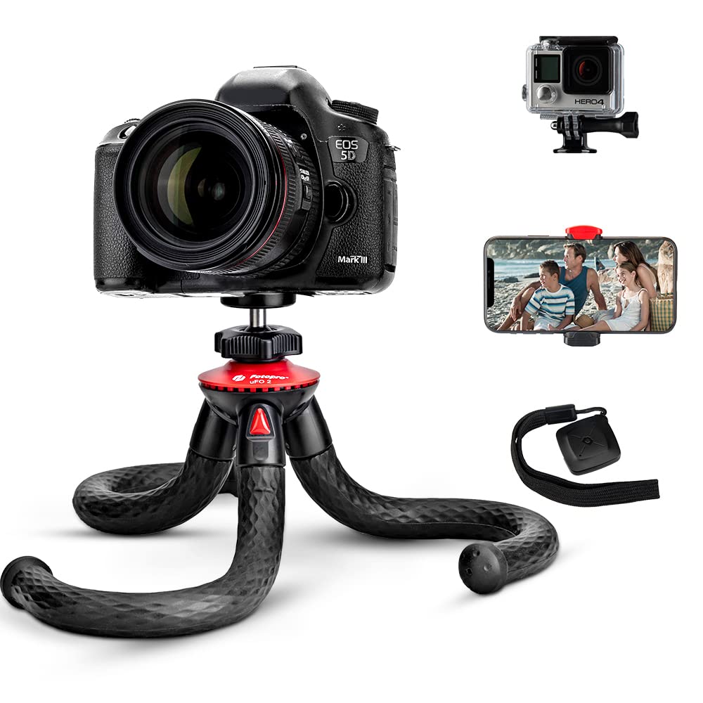 Fotopro Flexible Tripod with Wireless Remote for Smartphones - Waterproof, Durable & Portable Phone Tripod Stand for Travel, Live Streaming, Vlogging, YouTube Videos & Outdoor Photography