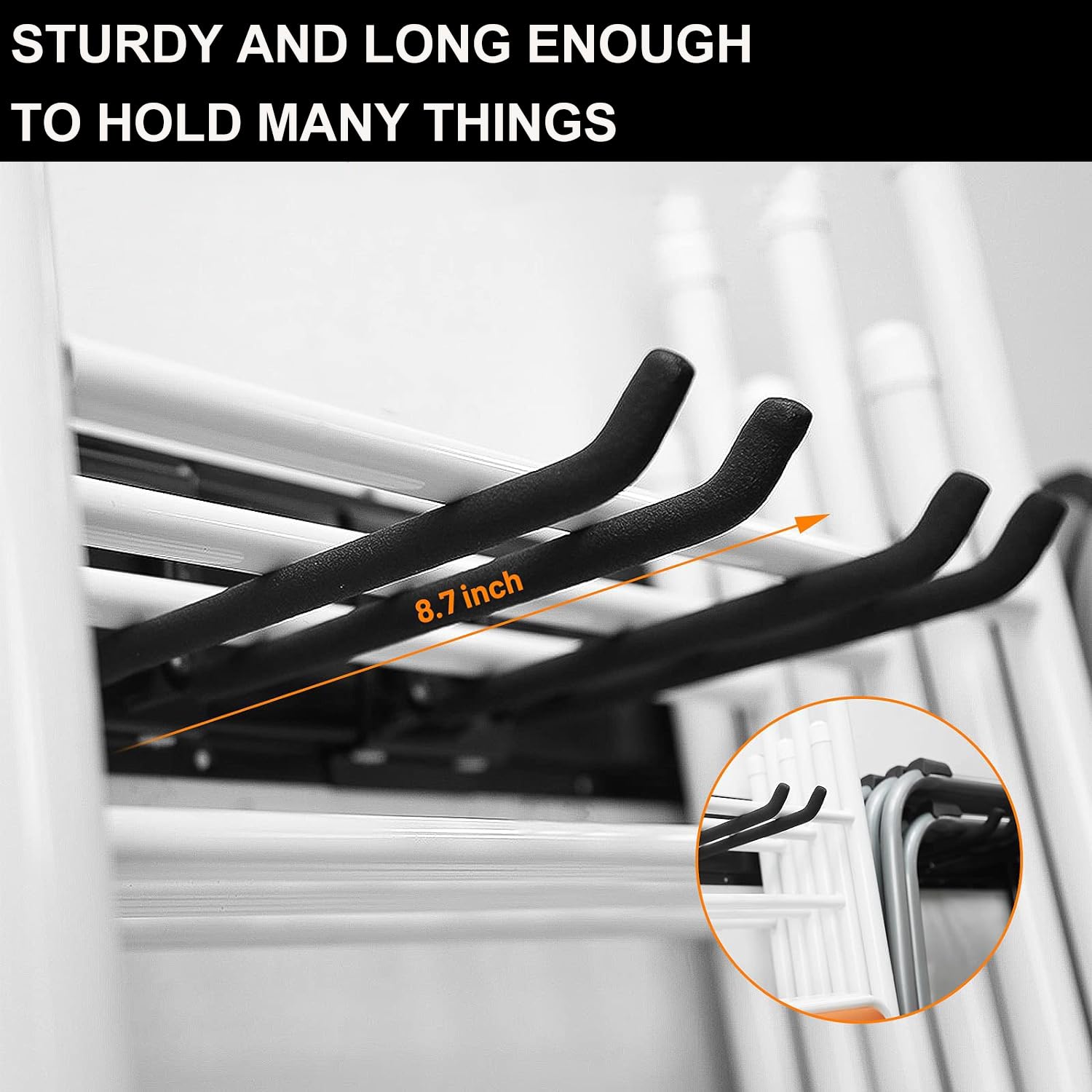 Wallmaster Heavy Duty Garage Storage Wall Mount Organizer - 12 Adjustable Hooks, 96-Inch Track, 900lb Capacity - Perfect for Garage, Shed & Workshop Tool Organization (Folding Chair Hangers Included)