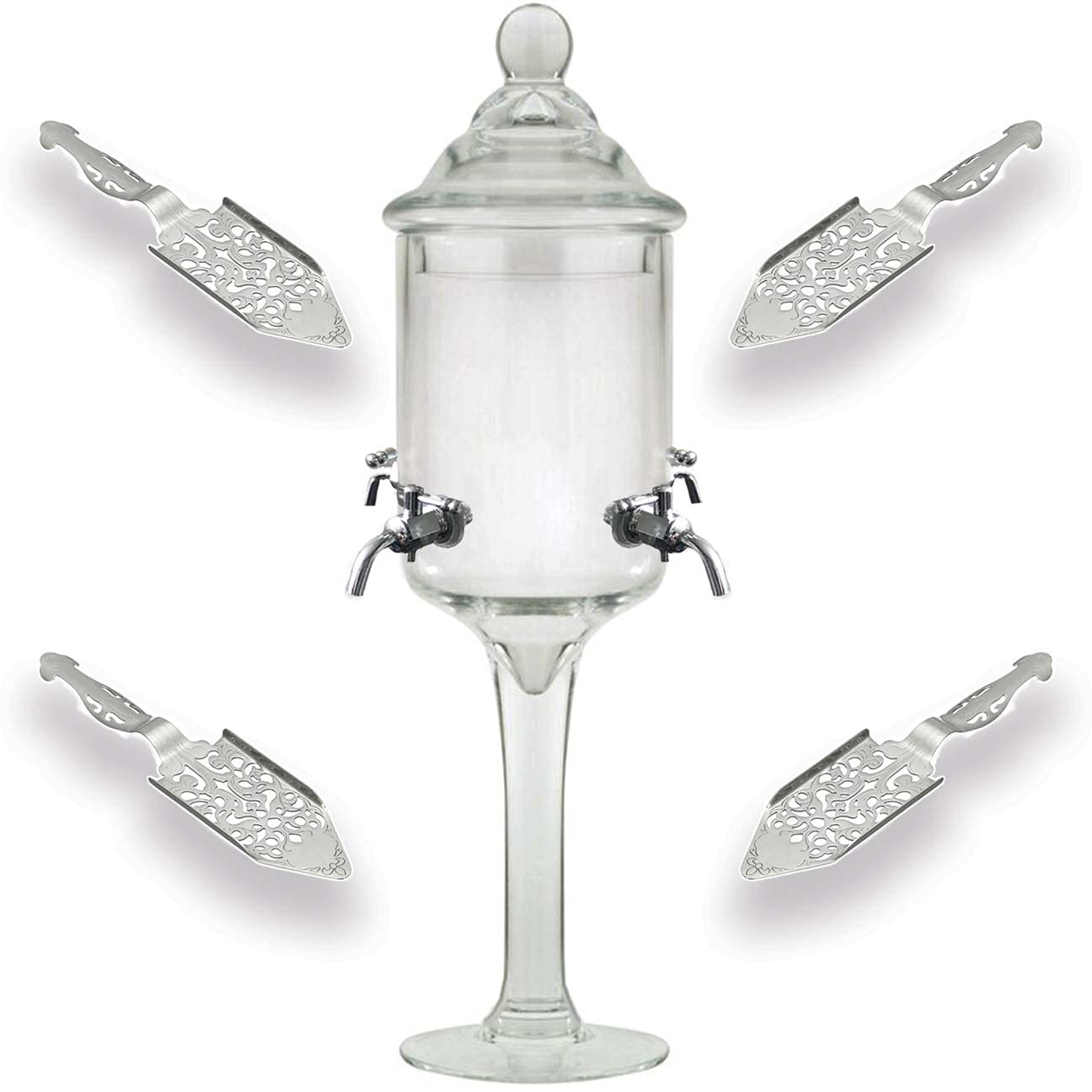 Premium Absinthe Fountain & Spoon Set - 4 Spout Glass Pearl Bubble Dripper with Decanter & Sugar Spoon | Perfect for Home Bars, Cocktail Parties & Vintage Liquor Tasting