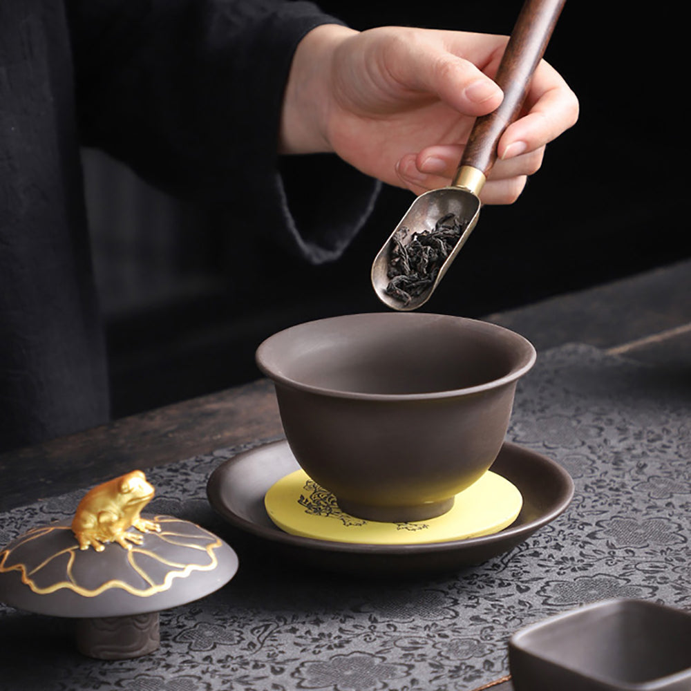 Premium Purple Clay Black Gold Dragon Tea Set - Authentic Chinese Gongfu Tea Ceremony Set for Home & Office Use