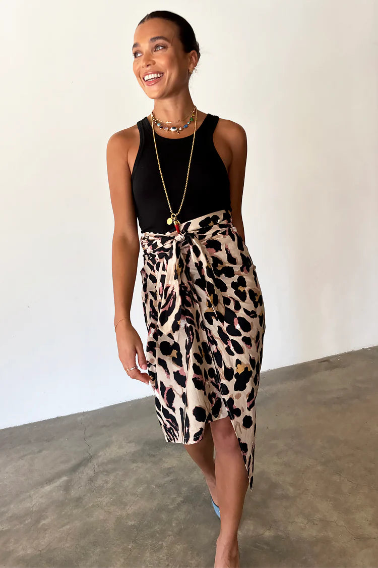 Jaspre Wrap Skirt - Leopard Print Women's Fashion Skirt | Perfect for Casual Outings, Beach Vacations & Boho Style