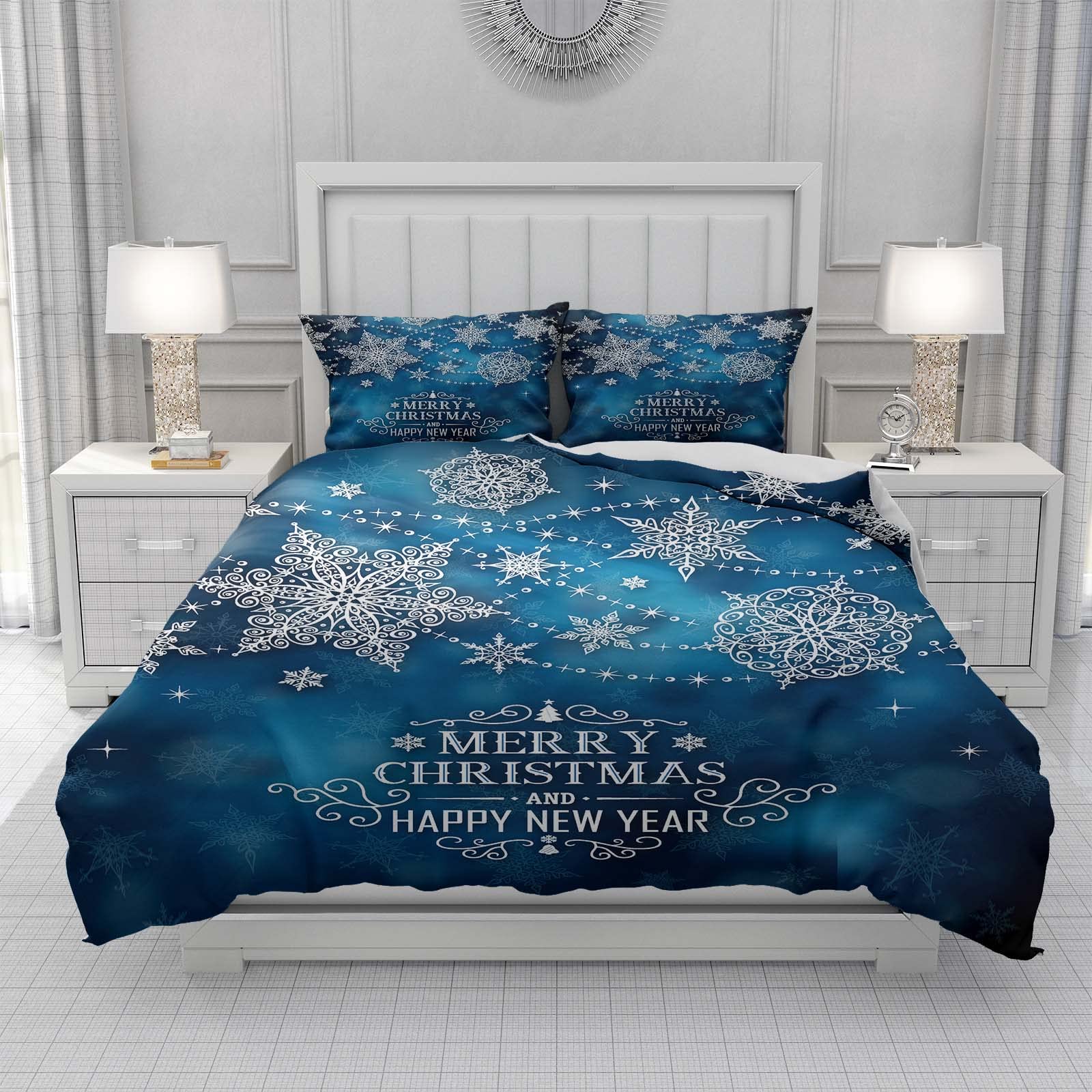 Soft Soul Christmas Decorations Print Microfiber 3-Piece Bedding Set for Boys & Girls - Lightweight Quilt with Matching Pillowcase (King Size) - Perfect for Holiday Bedrooms, Kids' Rooms & Cozy Winter Nights