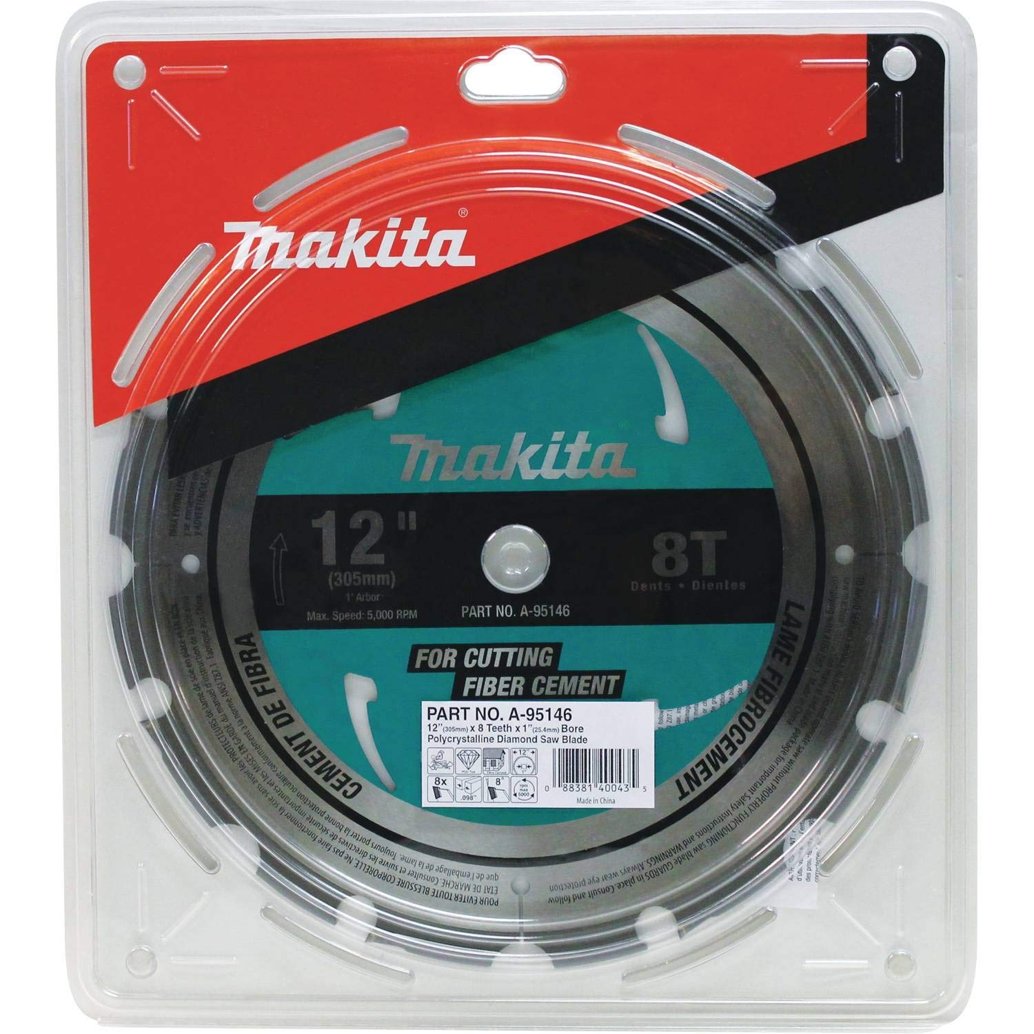 Makita A-95146 12-Inch PCD Tipped Miter Saw Blade for Fiber Cement - Premium Cutting Tool for Woodworking, Construction & DIY Projects