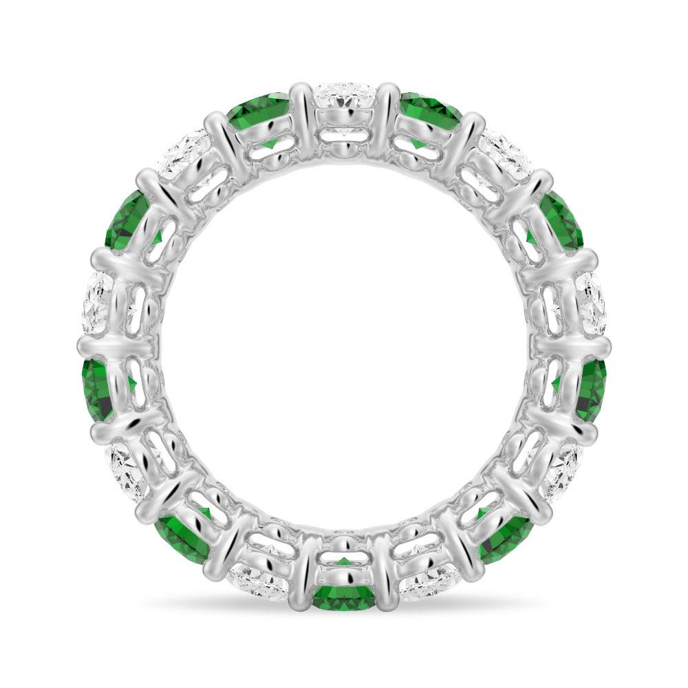 6.6 CT Lab Grown White Sapphire & Green Emerald Gemstone Ring - Elegant Wedding Band, Anniversary Gift for Her, Perfect for Engagement & Special Occasions