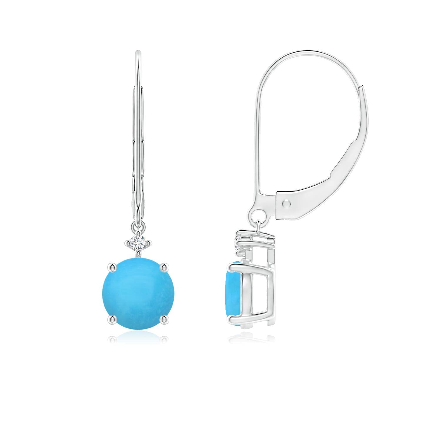 ANGARA 14K Solid Gold Natural Turquoise Drop Earrings for Women | December Birthstone Jewelry Gift for Her | Birthday, Wedding, Anniversary Present | Perfect for Formal Events & Everyday Wear