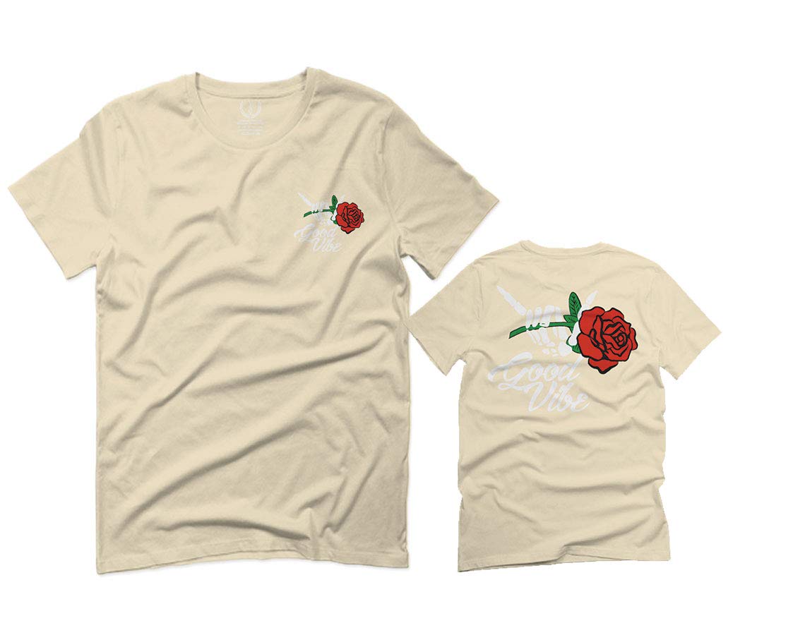 Cool Vintage Hipster Shaka Hand Red Rose Bones Graphic T-Shirt for Men - Casual Streetwear & Surf Style Outfit