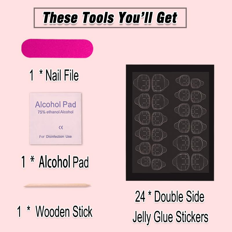 24Pcs Medium Long Square Press on Nails - Brown Acrylic Fake Nails with Floral Design, Full Cover Stick on Nails for Women & Girls, Wedding Manicure & Party Nail Art Accessories