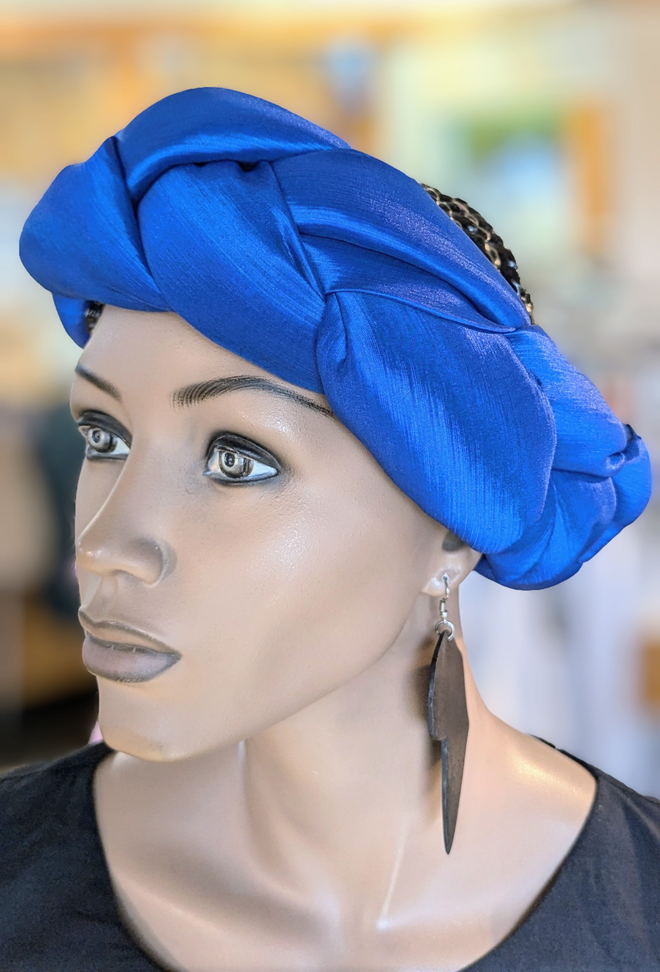 Dupsie's Akilah Blue African Headband DPWAH22 – Stylish Hair Accessory for Women, Boho Head Wrap for Fashion, Parties & Cultural Events