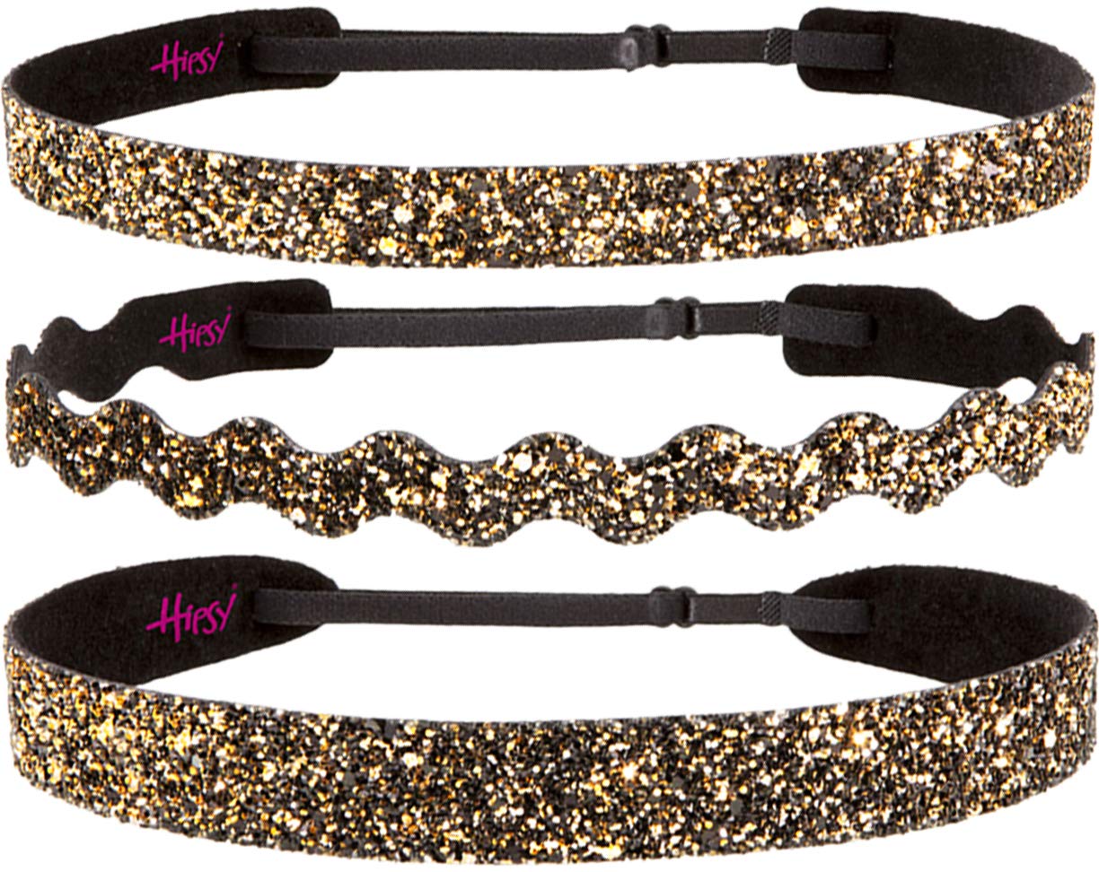 Sparkly Adjustable No-Slip Headbands for Women, Girls & Teens - 3 Pack Bling Glitter Mixed Diva Headbands (Regular Size) | Perfect for Sports, Workouts, School & Everyday Fashion Accessories