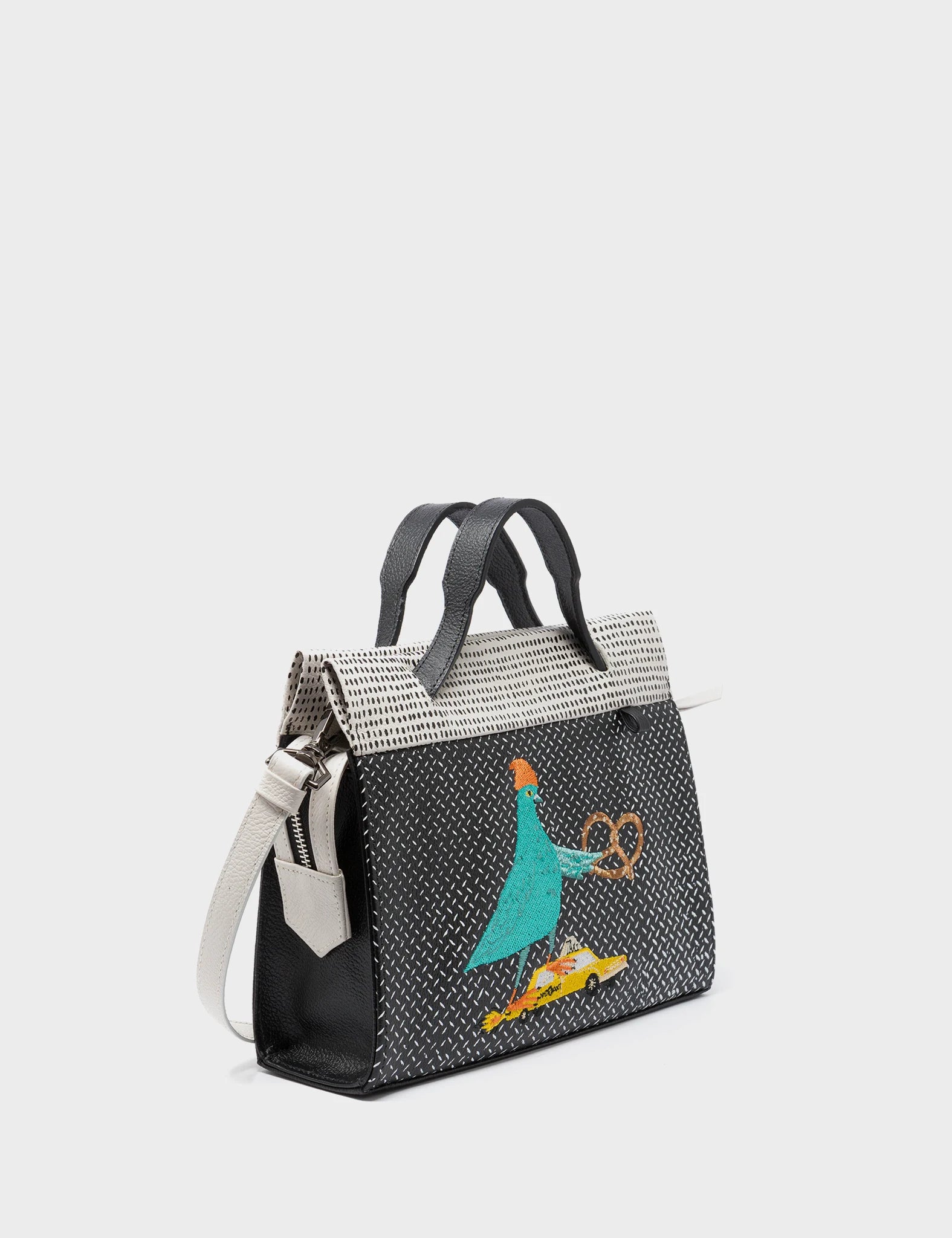 Vali Small Crossbody Bag in Cream & Black Leather - Pigeonista Design - Perfect for Everyday Use, Travel & Casual Outings