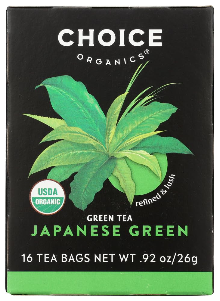 Organic Premium Japanese Green Tea Bags - Choice Organic Teas, 16 Count (Pack of 6) | Antioxidant-Rich Loose Leaf Tea for Daily Wellness & Relaxation
