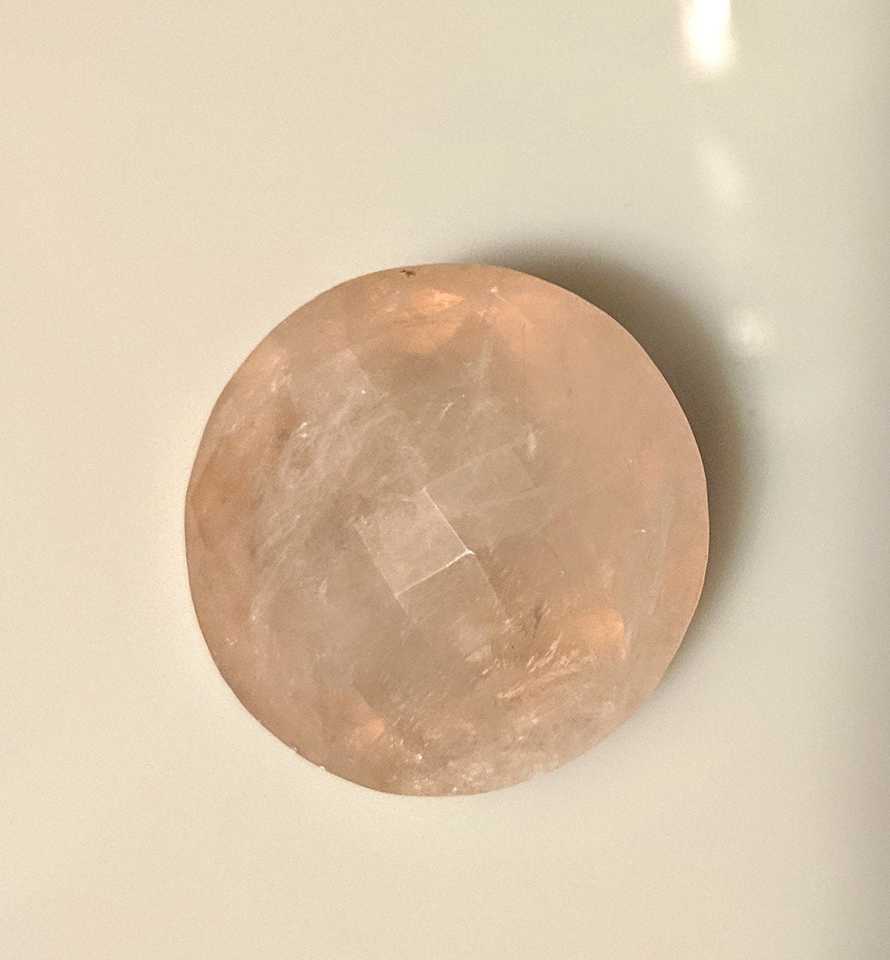 62ct Natural Genuine Rose Quartz Gemstone - 26mm Round Checkerboard Cut Faceted Translucent Stone - Large Size Mined in USA - Perfect for Jewelry Making, Crystal Healing & Spiritual Decor