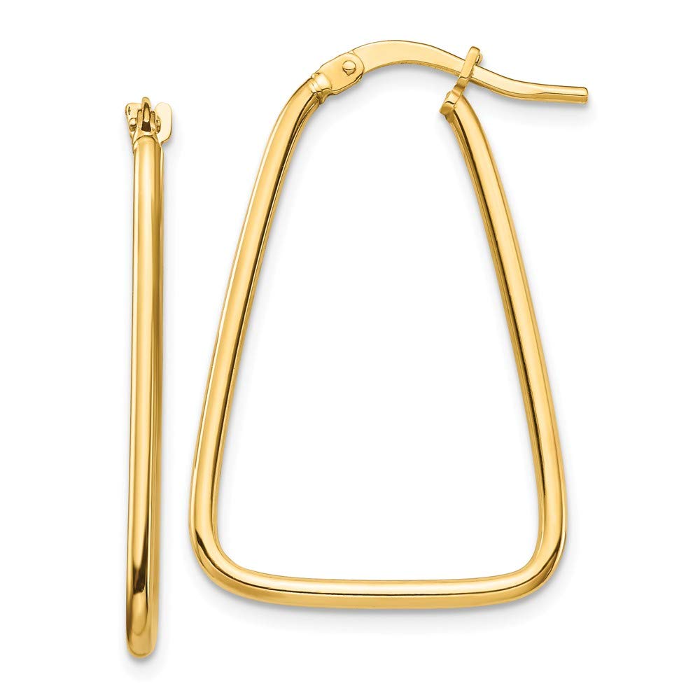14K Yellow Gold 1.5mm Polished Triangle Dangle Hoop Earrings for Women - Minimalist Geometric Jewelry for Everyday Wear, Party & Special Occasions
